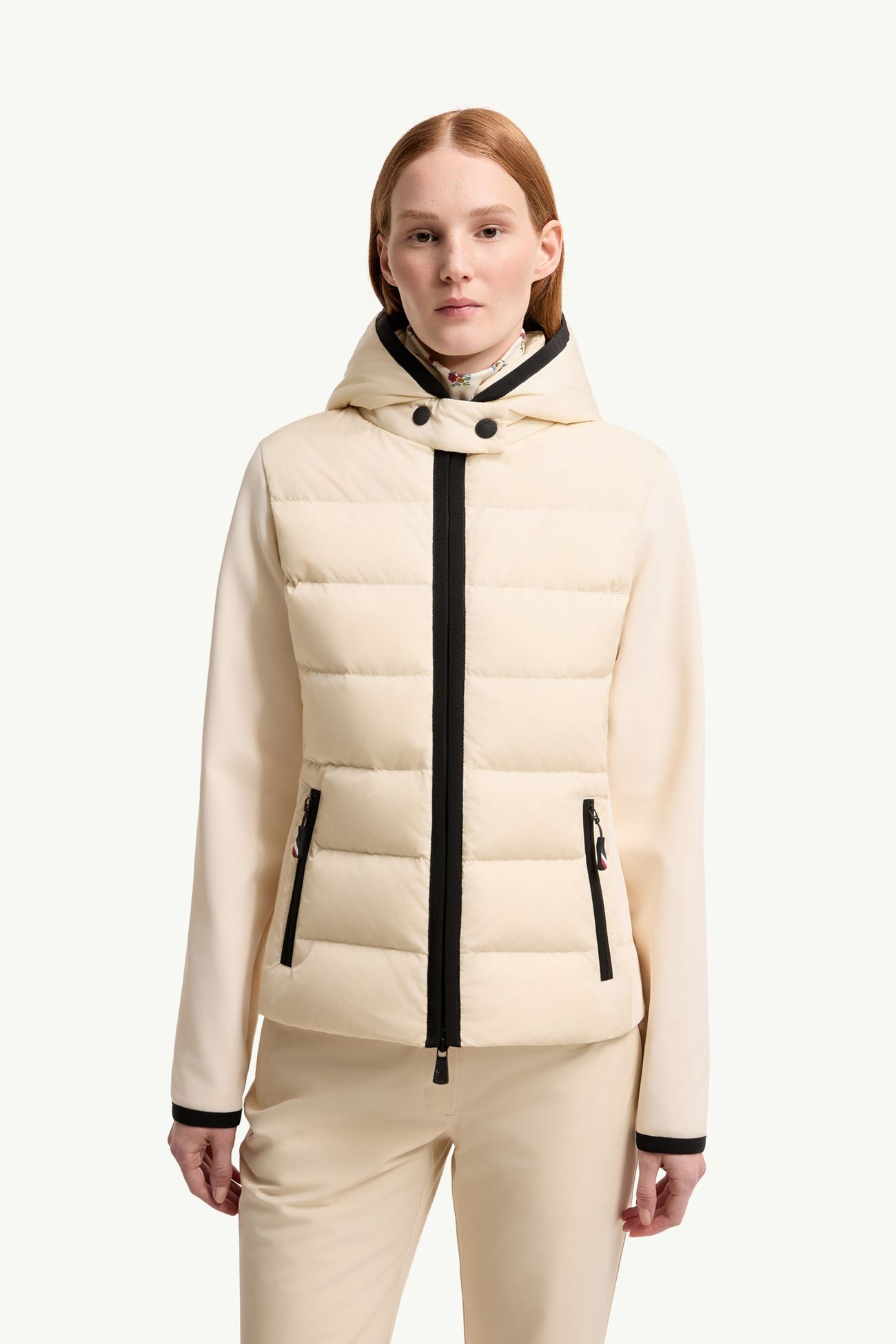 Felpa imbottita con cappuccio e zip Donna Bianco Avorio Moncler 3