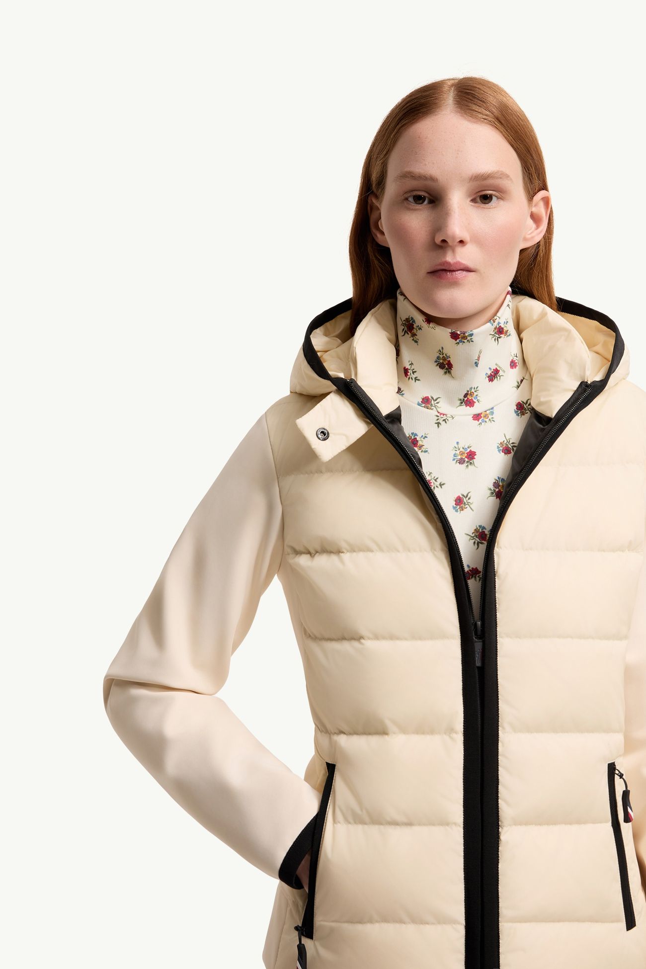 Felpa imbottita con cappuccio e zip Donna Bianco Avorio Moncler 5