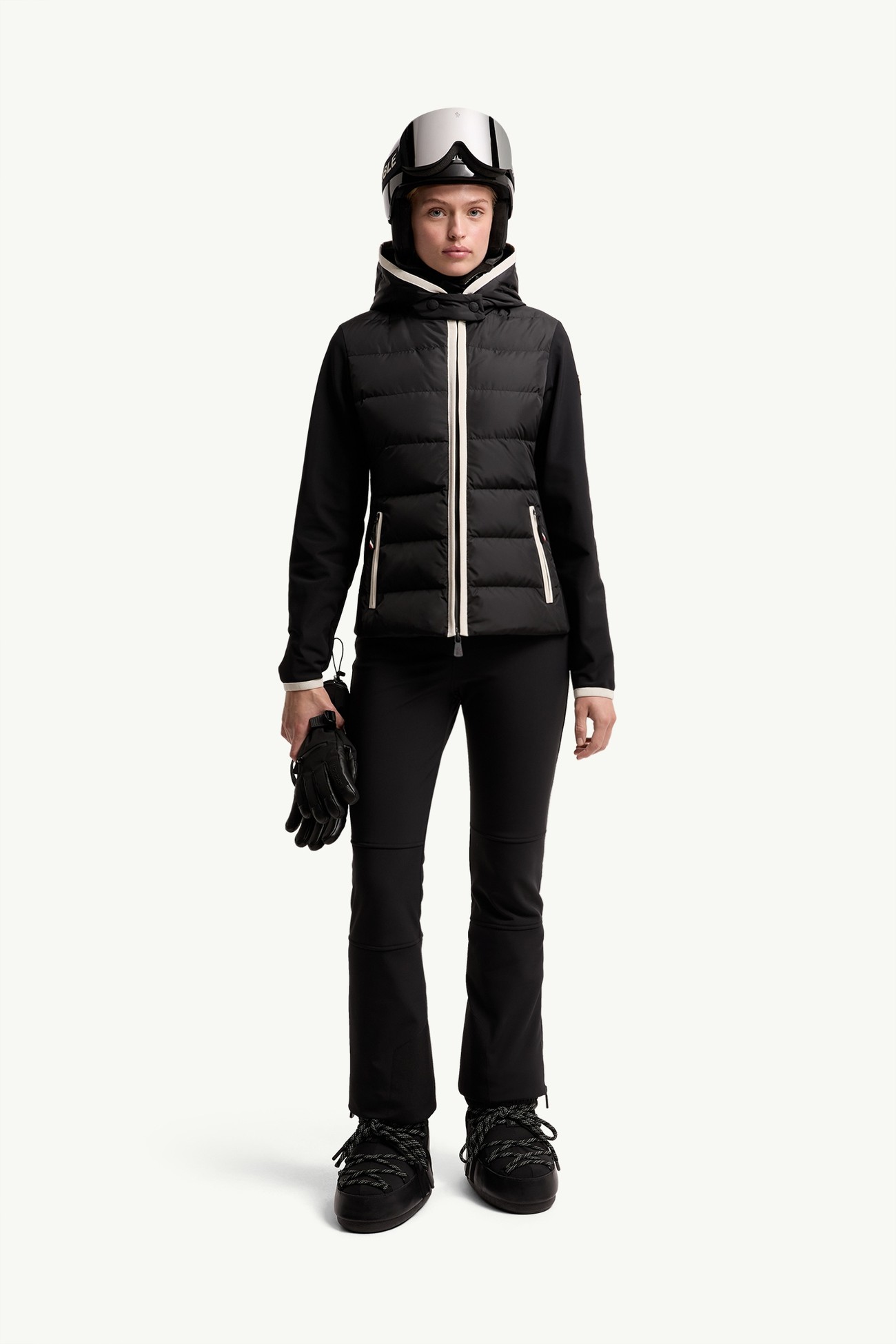 Cardigan zippé matelassé Femmes Noir Moncler 0