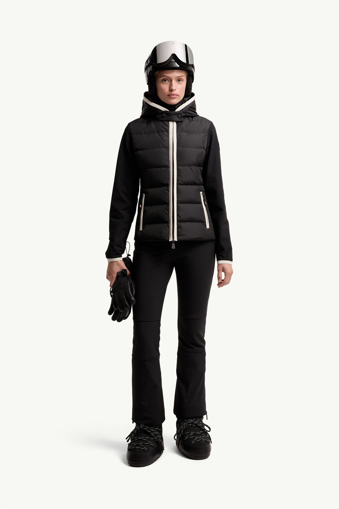 Felpa imbottita con cappuccio e zip Donna Nero Moncler 0
