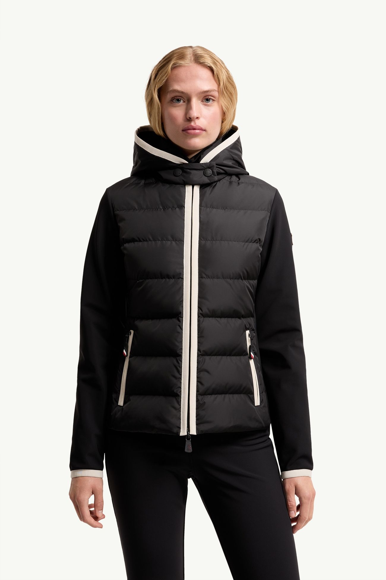 Felpa imbottita con cappuccio e zip Donna Nero Moncler 3