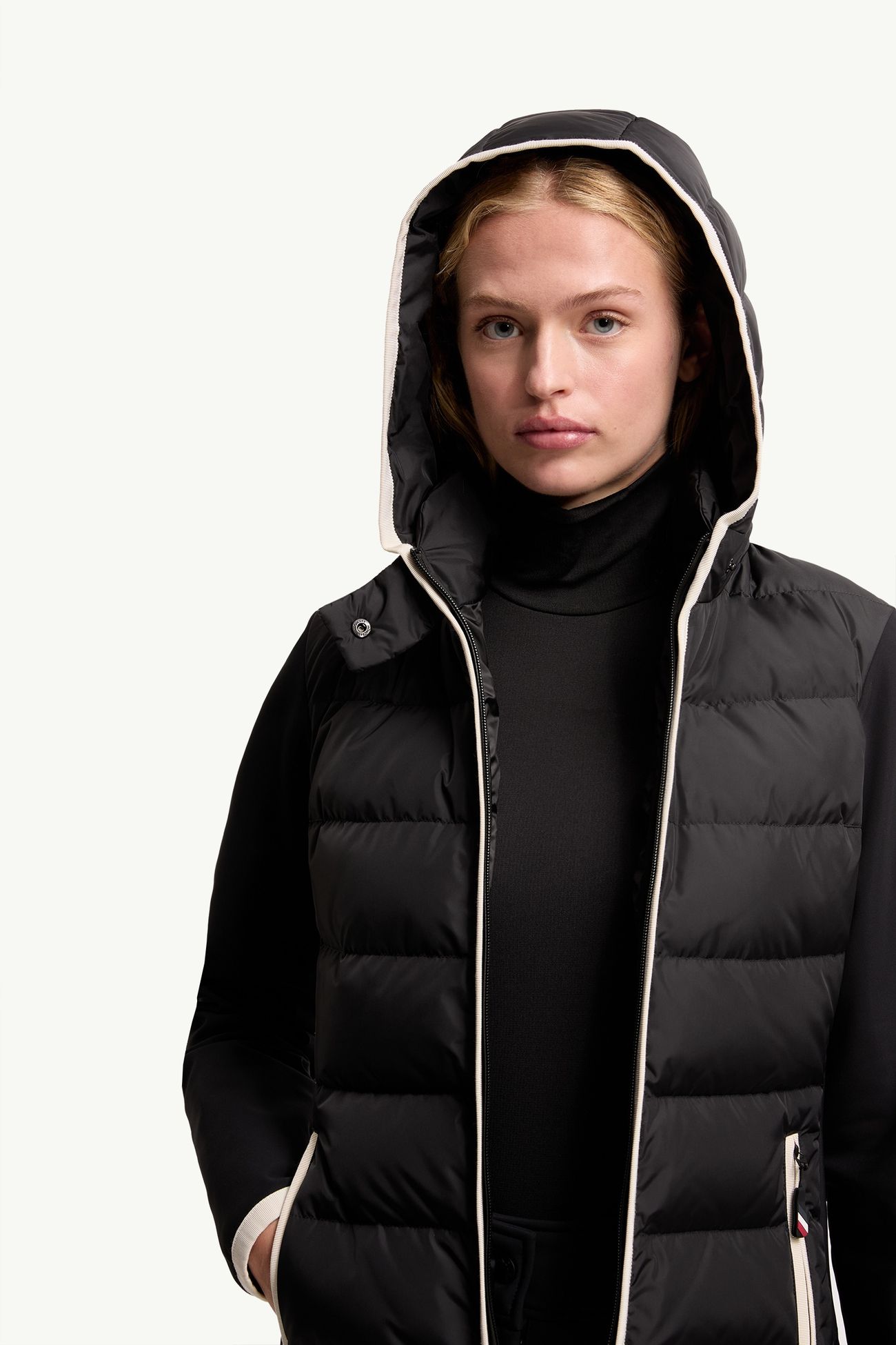 Felpa imbottita con cappuccio e zip Donna Nero Moncler 5