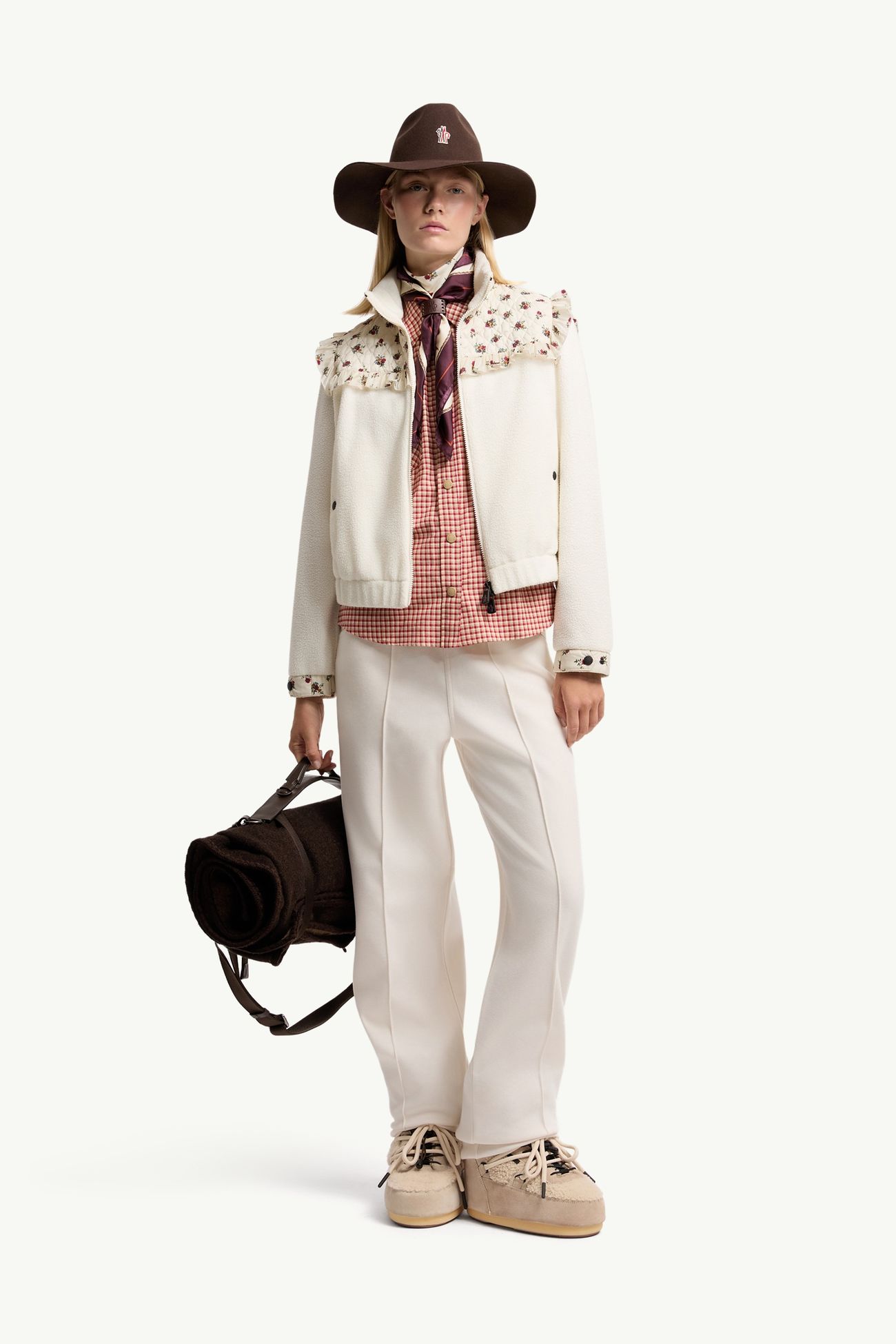 Felpa Polartec® con stampa floreale Donna Bianco Moncler 0