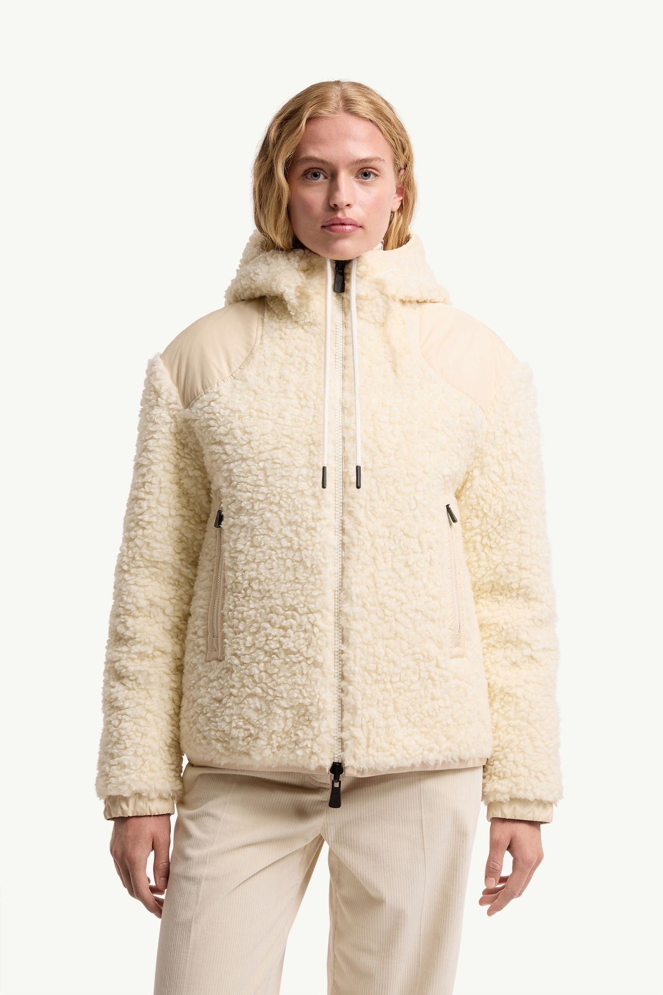 女士双面加衬泰迪绒风格拉链连帽卫衣 女士 象牙白 Moncler 3