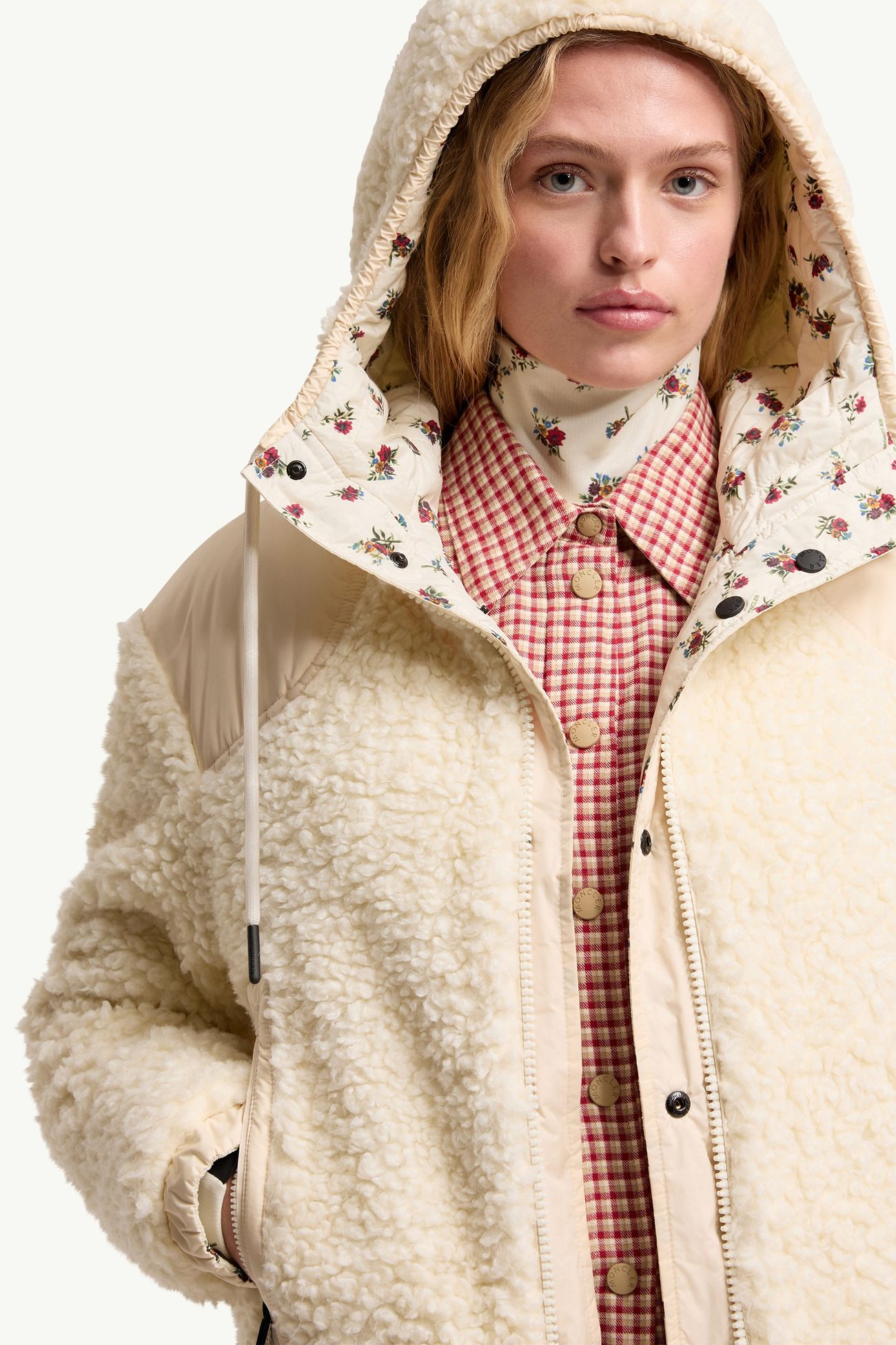 女士双面加衬泰迪绒风格拉链连帽卫衣 女士 象牙白 Moncler 6