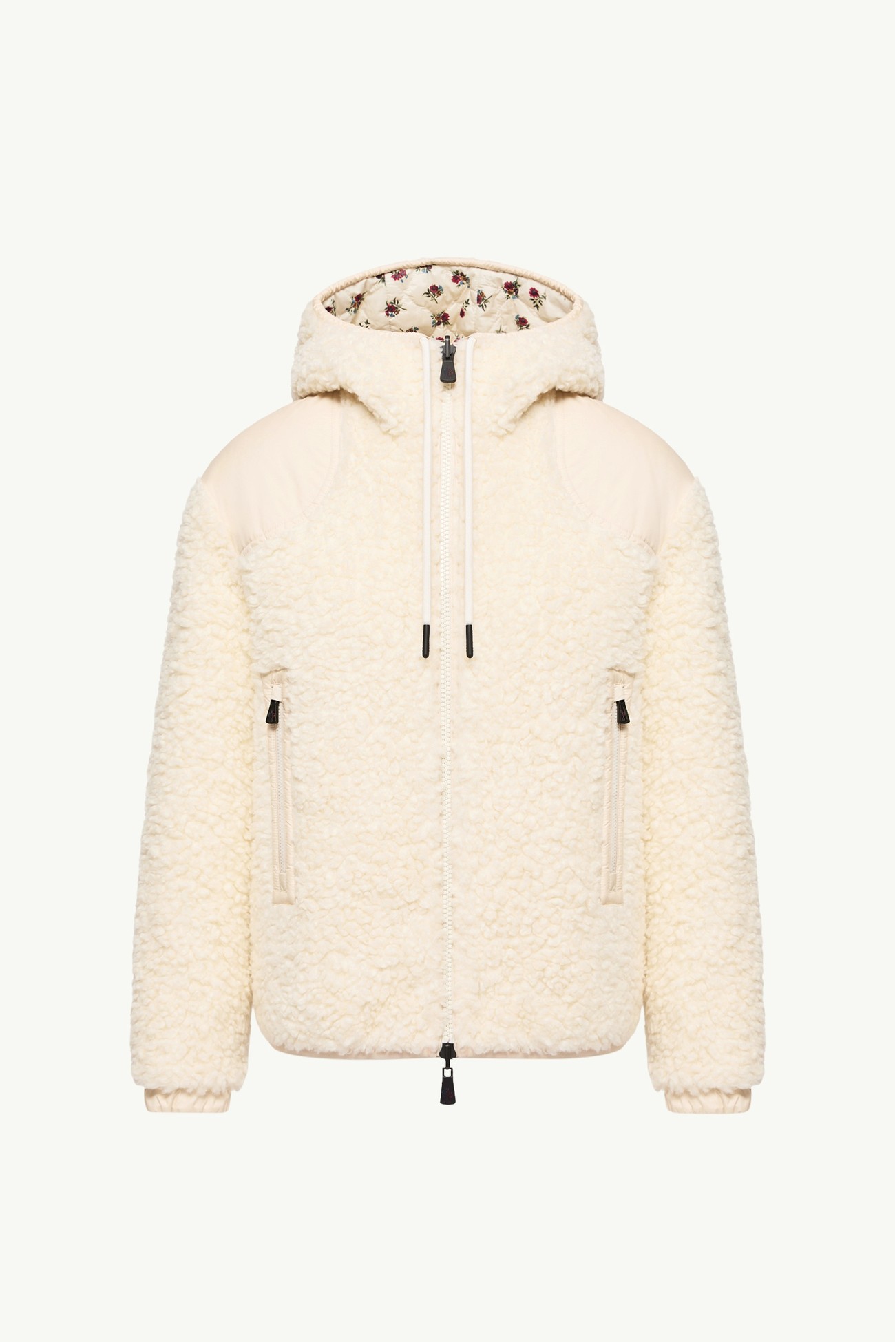 Reversible Padded Teddy Zip-Up Hoodie Women White Ivory Moncler 2