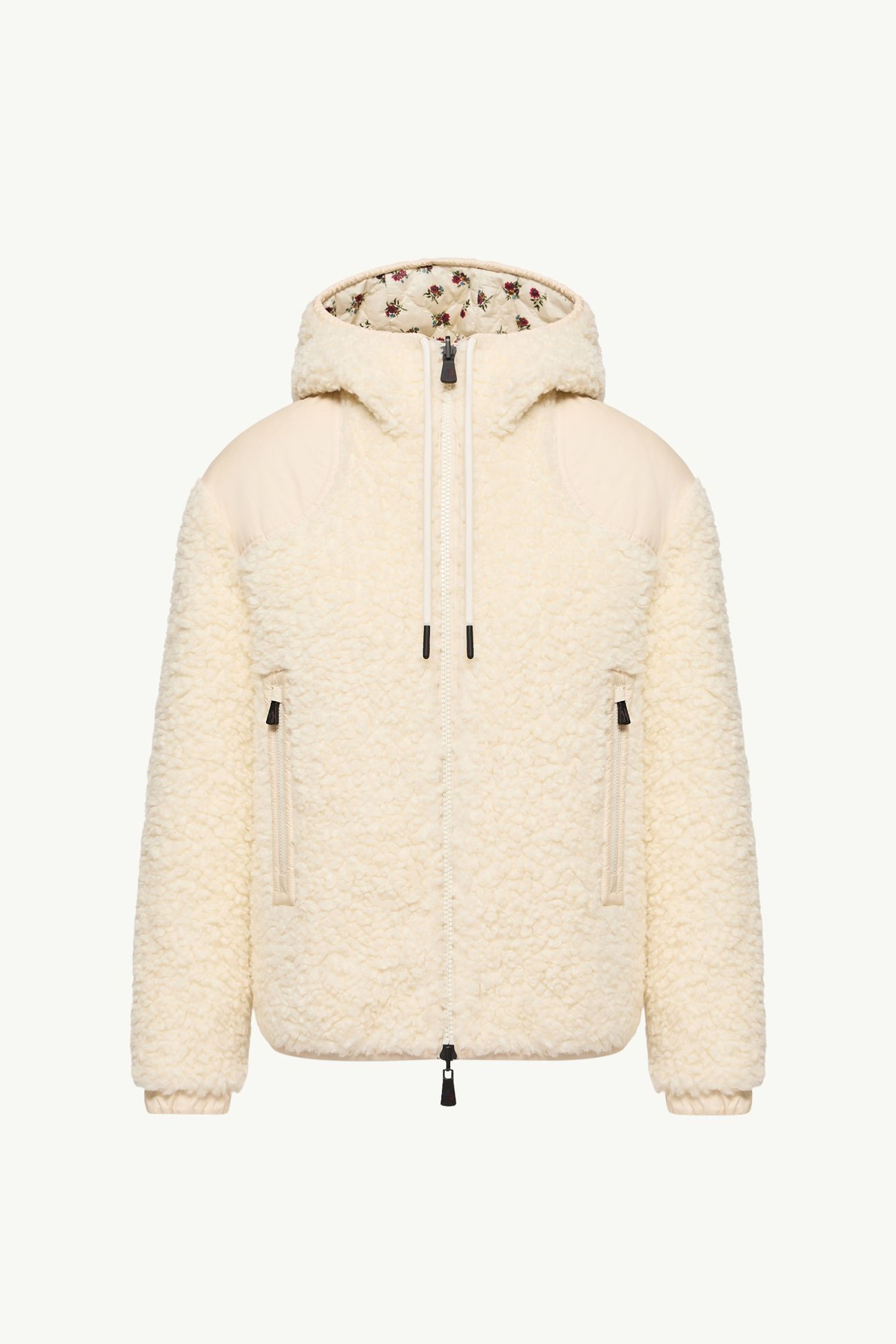 雙面夾層泰迪布拉鏈連帽衫 女士 象牙白色 Moncler 2