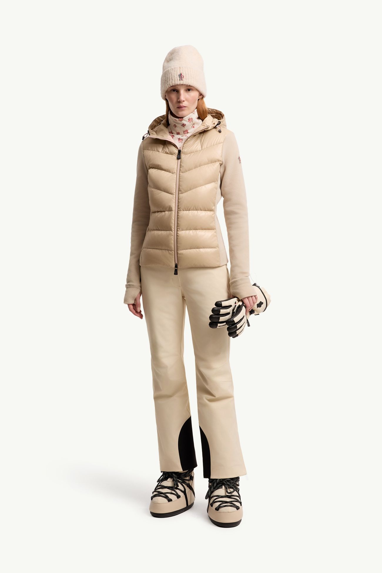 夾層拉鏈連帽衫 女士 淺米色 Moncler 0