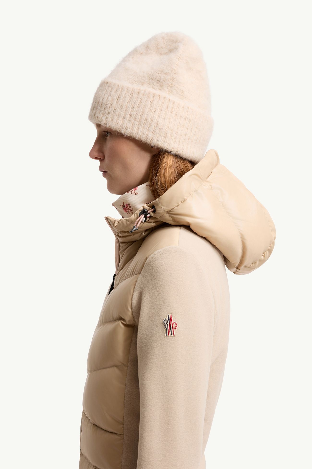 Felpa imbottita con cappuccio e zip Donna Beige Chiaro Moncler 1