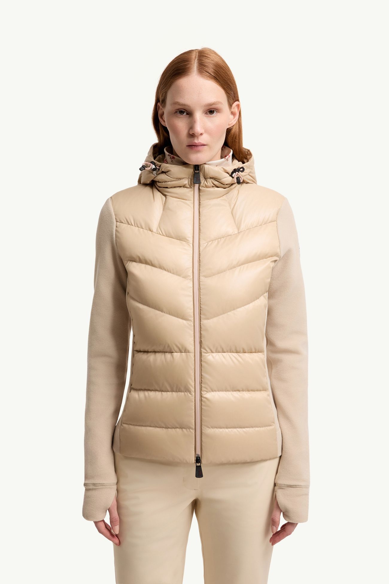 Felpa imbottita con cappuccio e zip Donna Beige Chiaro Moncler 3