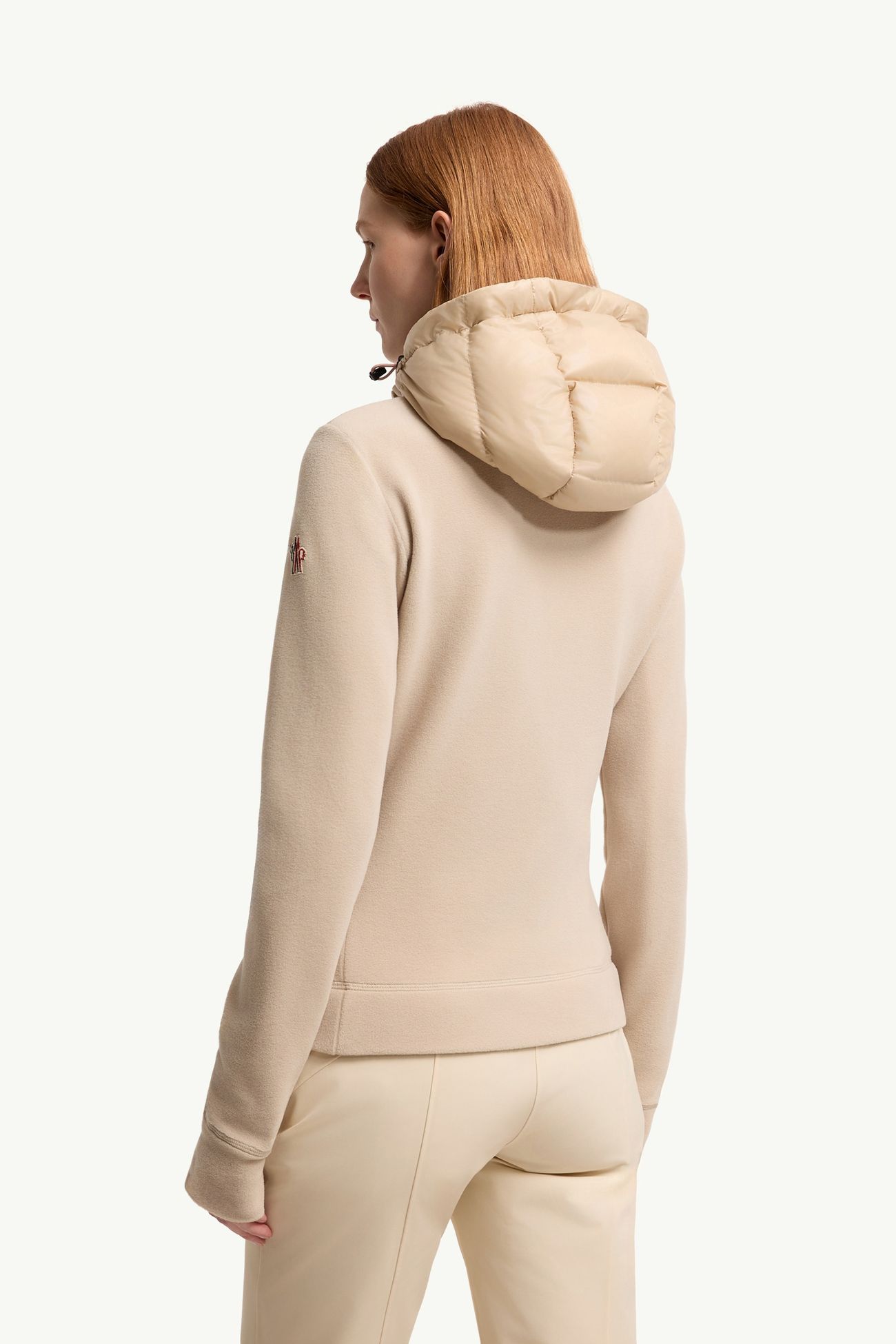 Felpa imbottita con cappuccio e zip Donna Beige Chiaro Moncler 4