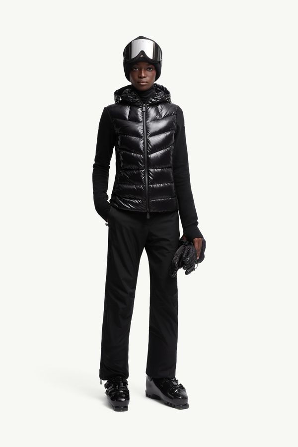 Cárdigan acolchado con capucha y cremallera Mujer Negro Moncler 0