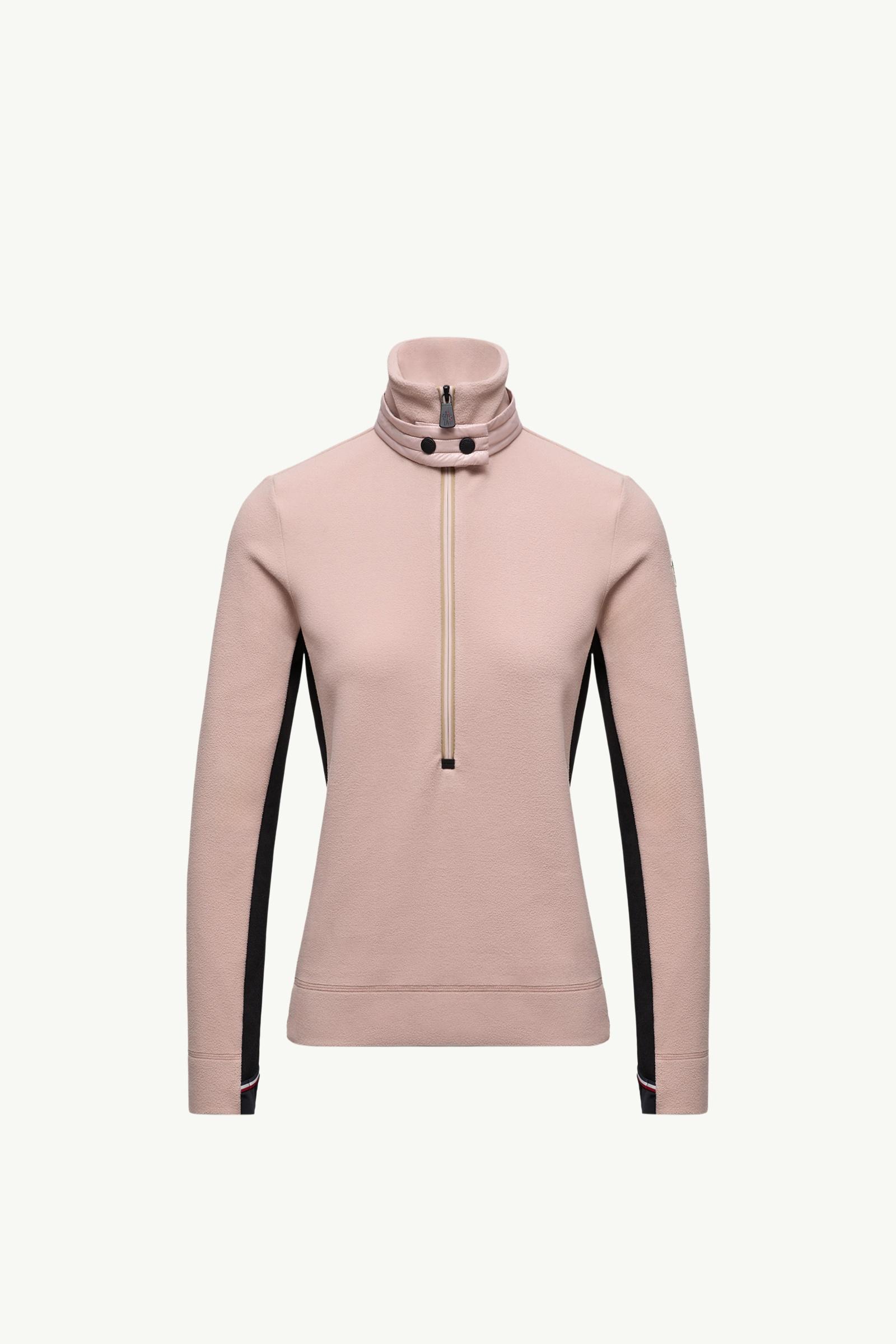 Dolcevita con mezza zip Donna Rosa Chiaro Moncler