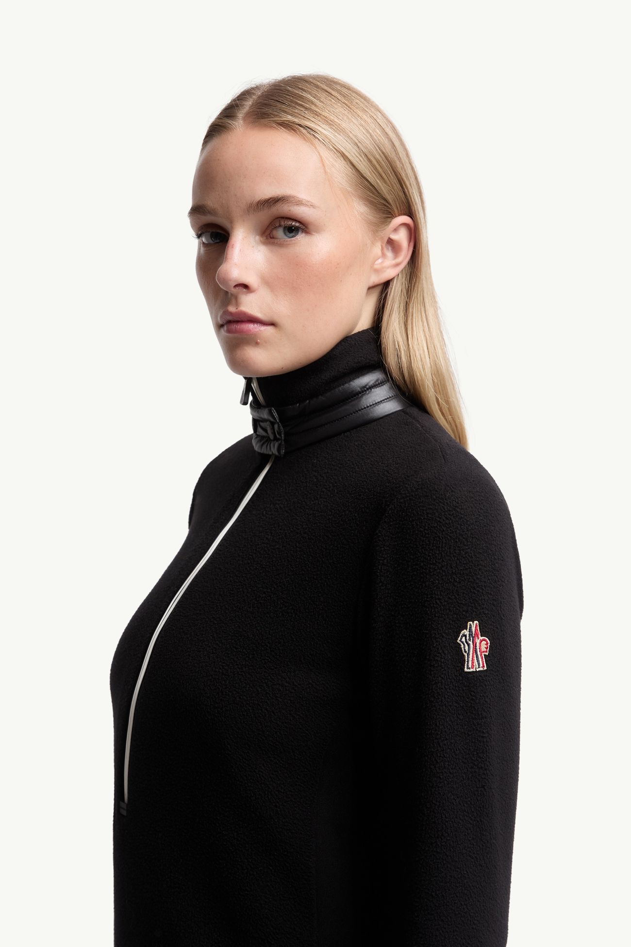 Rollkragenpullover mit halbem Reißverschluss Damen Schwarz Moncler 1