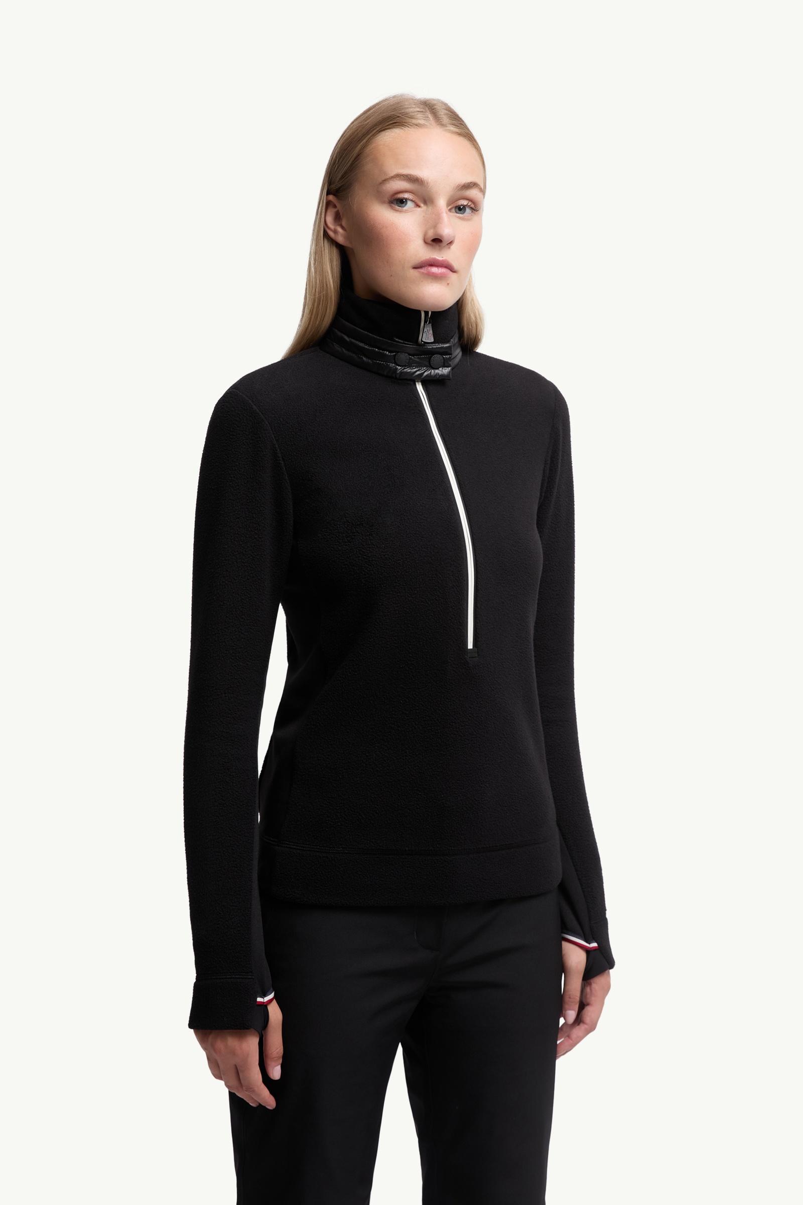トップス MONCLER XS BLACK Black Half-Zip Turtleneck - Mid-Layers for Women | Moncler US
