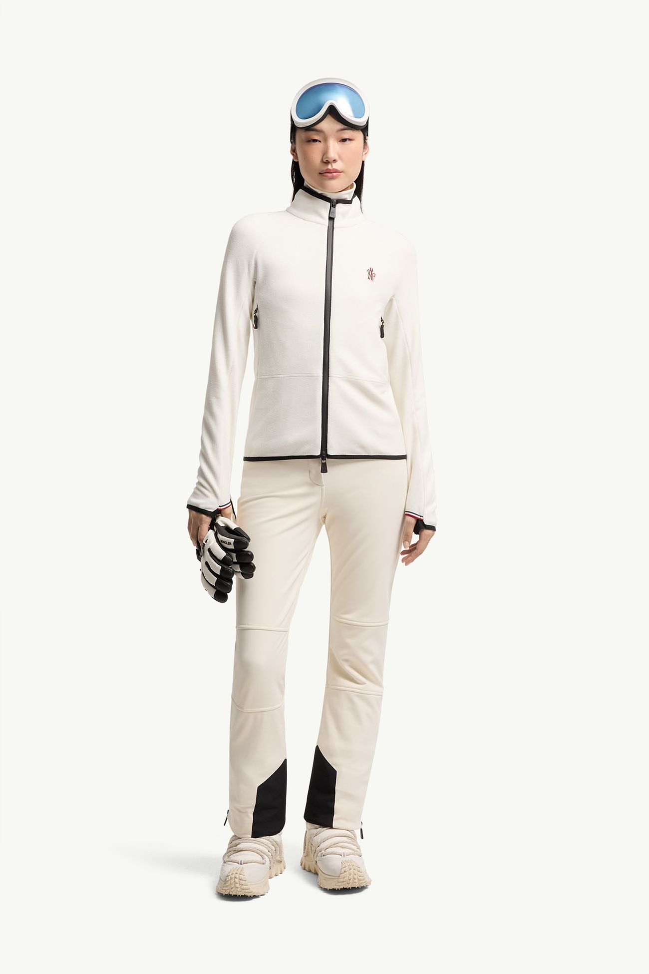Fleece-Sweatshirt mit Reißverschluss Damen Weiß Moncler 0
