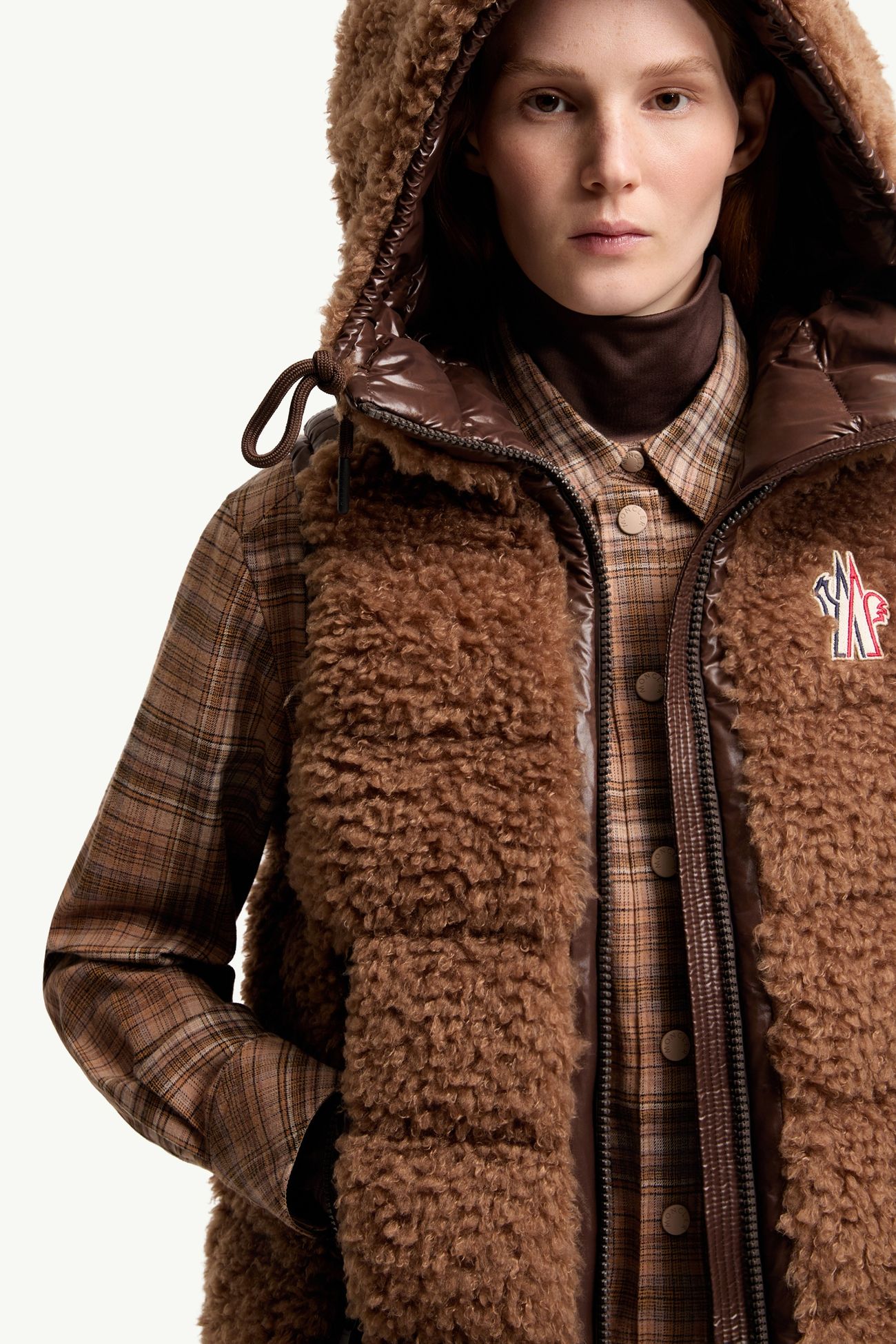 泰迪布連帽保暖背心 女士 啡色 Moncler 5