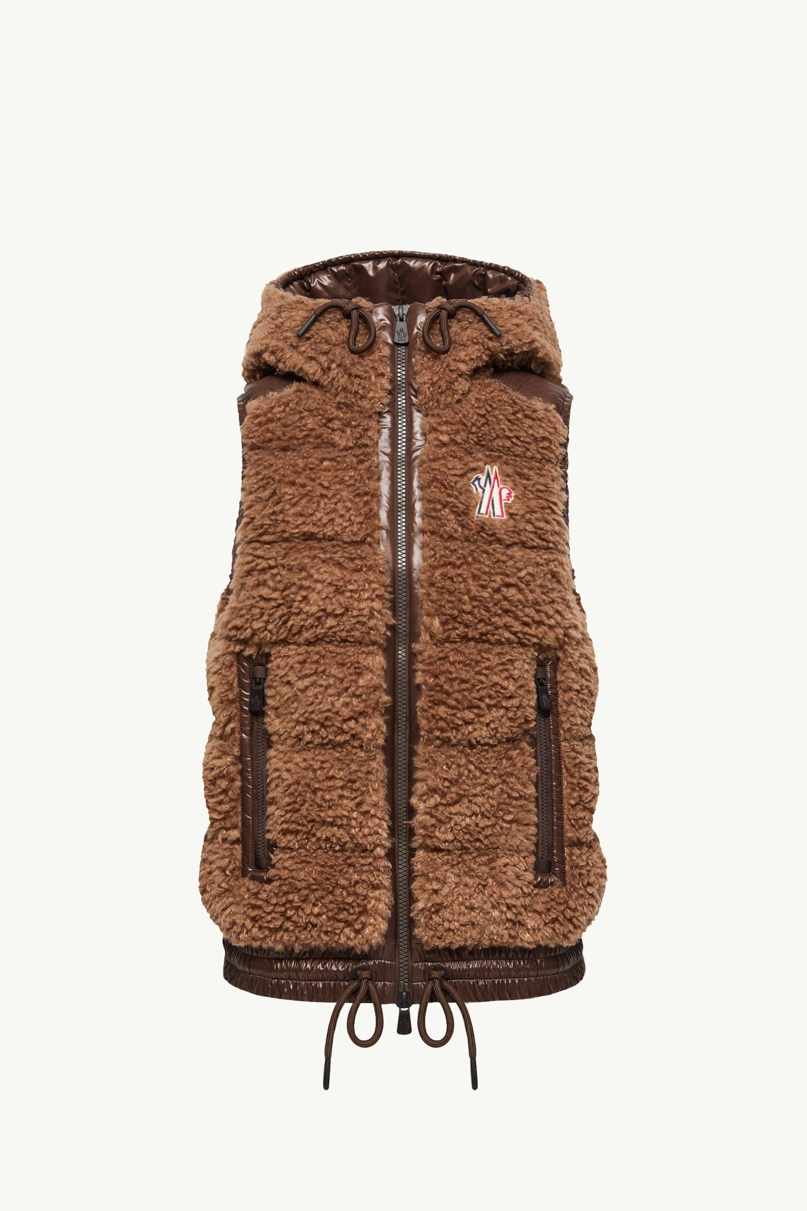 Gilet Isolante con Cappuccio Stile Teddy Donna Marrone Moncler, 1 of 0