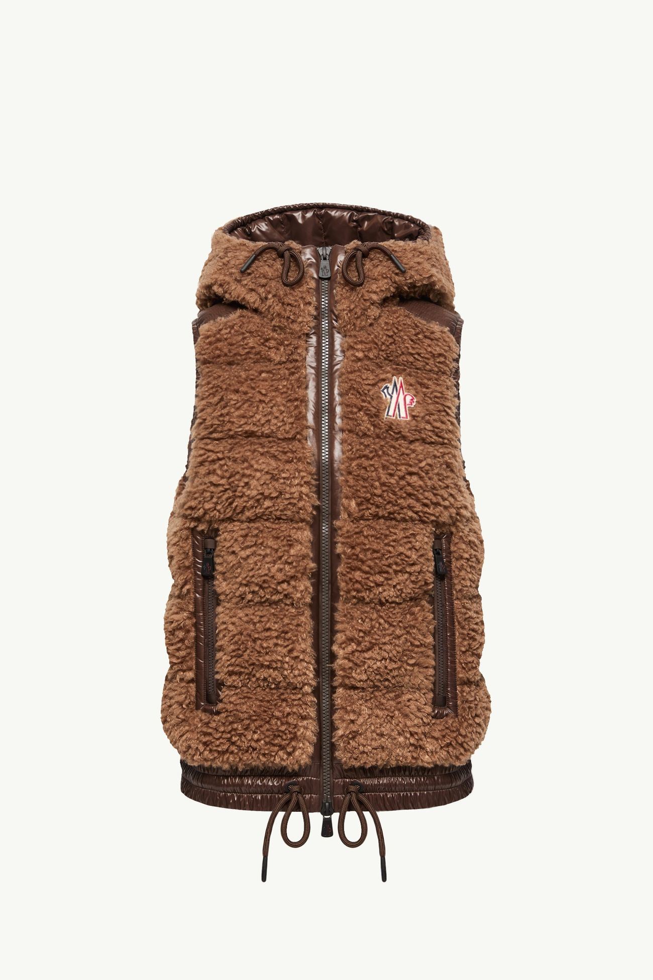 Gilet Isolante con Cappuccio Stile Teddy Donna Marrone Moncler 2