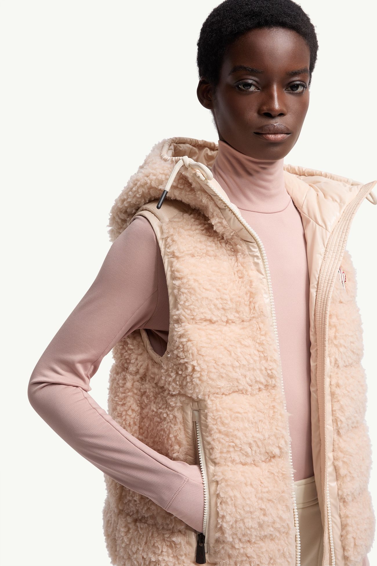 Teddy Hooded Insulated Gilet Women Pink Moncler 5