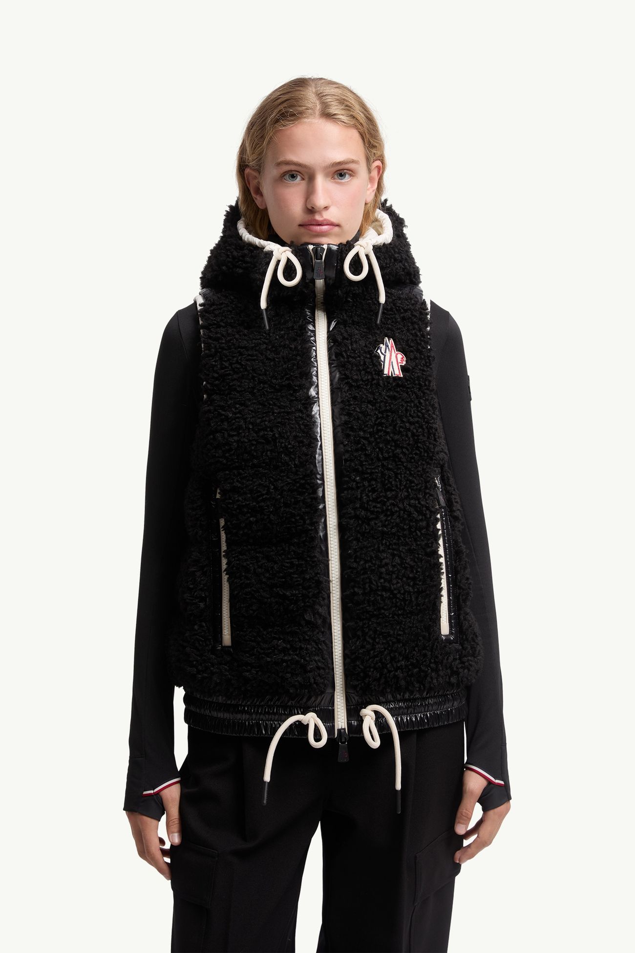 Gilet isolant à capuche en teddy Femmes Noir Moncler 3