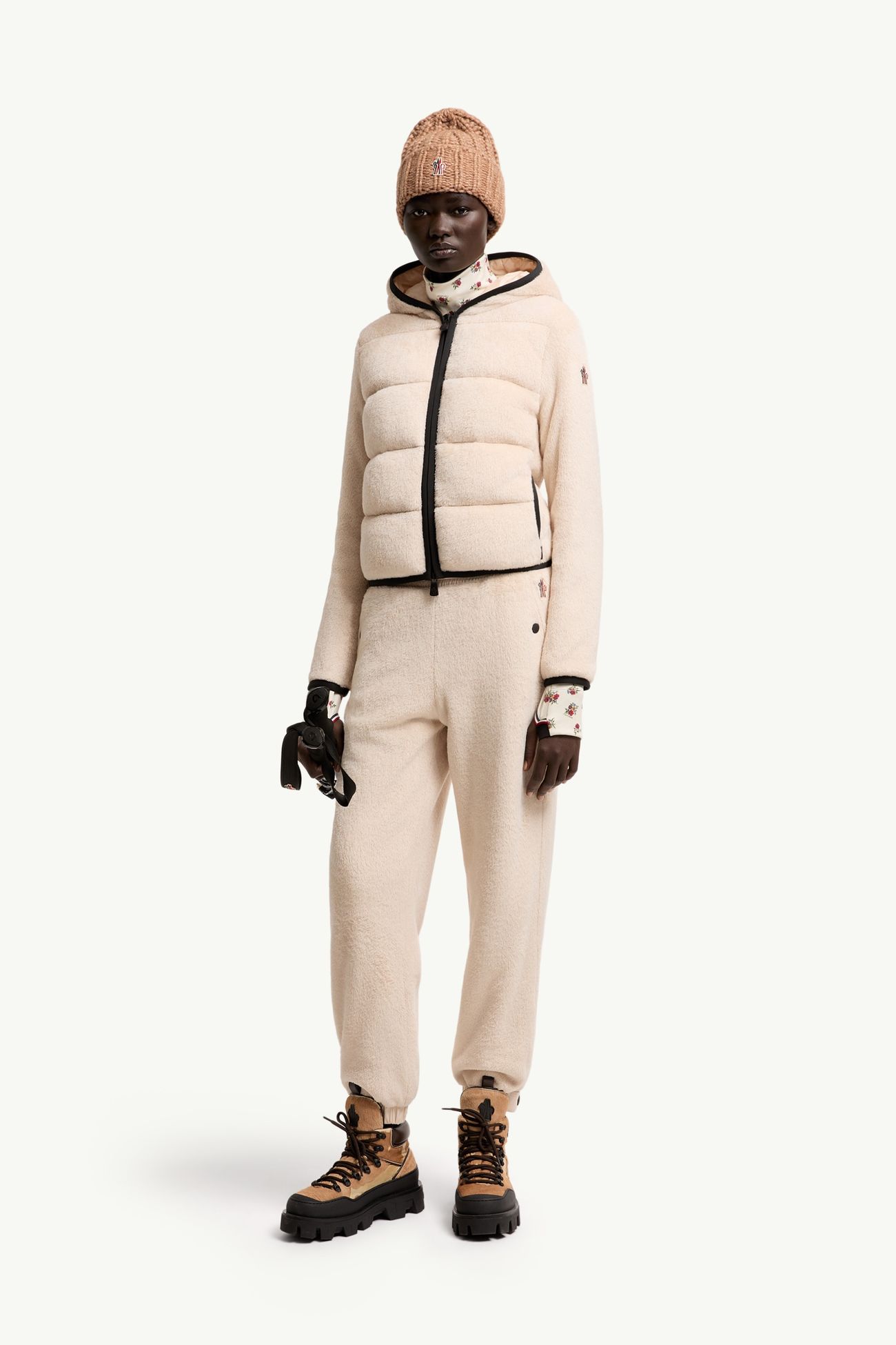 Polartec® Padded Zip-Up Hoodie Women Light Beige Moncler 0