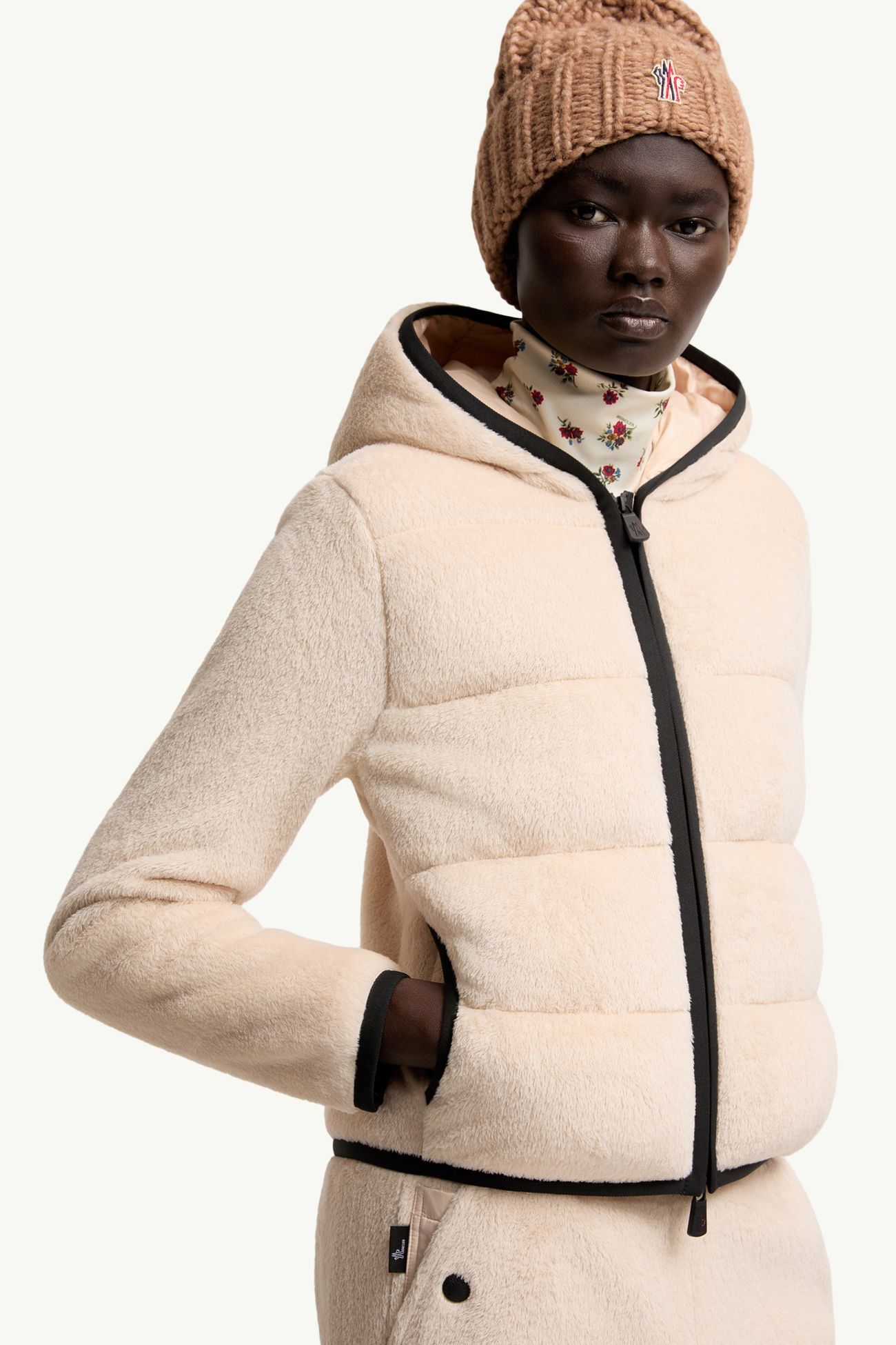 Felpa Polartec® imbottita con cappuccio e zip Donna Beige Chiaro Moncler 5