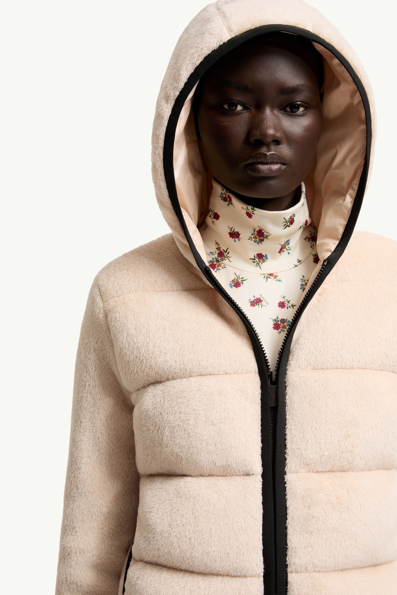 Gepolsterter Kapuzenpullover mit Reißverschluss aus Polartec® Damen Hellbeige Moncler 6