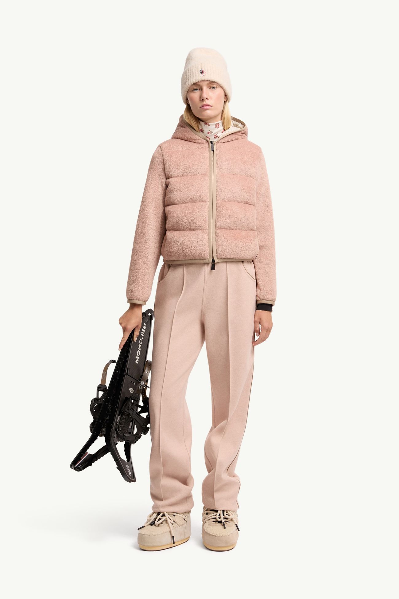 Felpa Polartec® imbottita con cappuccio e zip Donna Rosa Moncler 0
