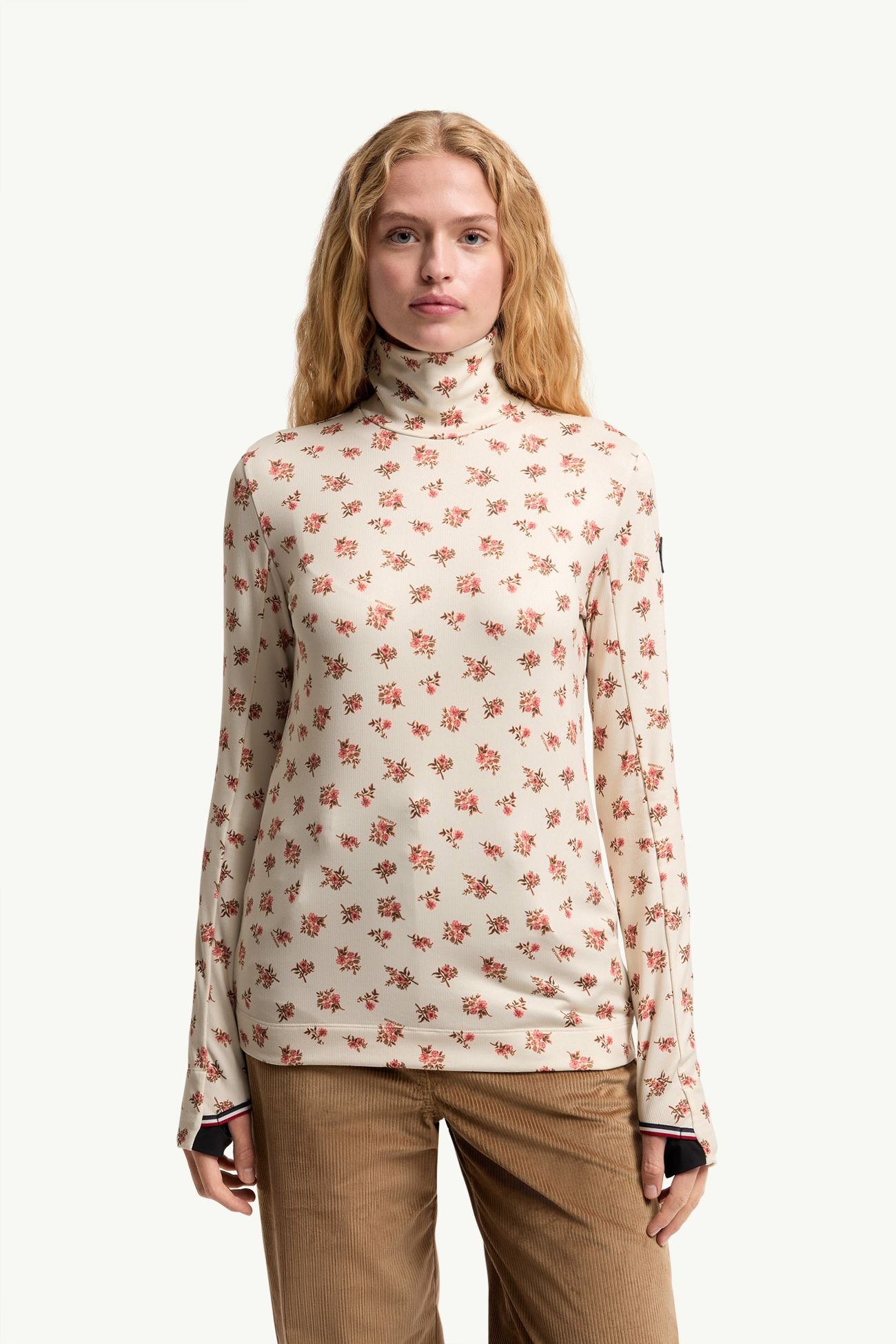 Floral Print Polo Neck Women White Moncler 3