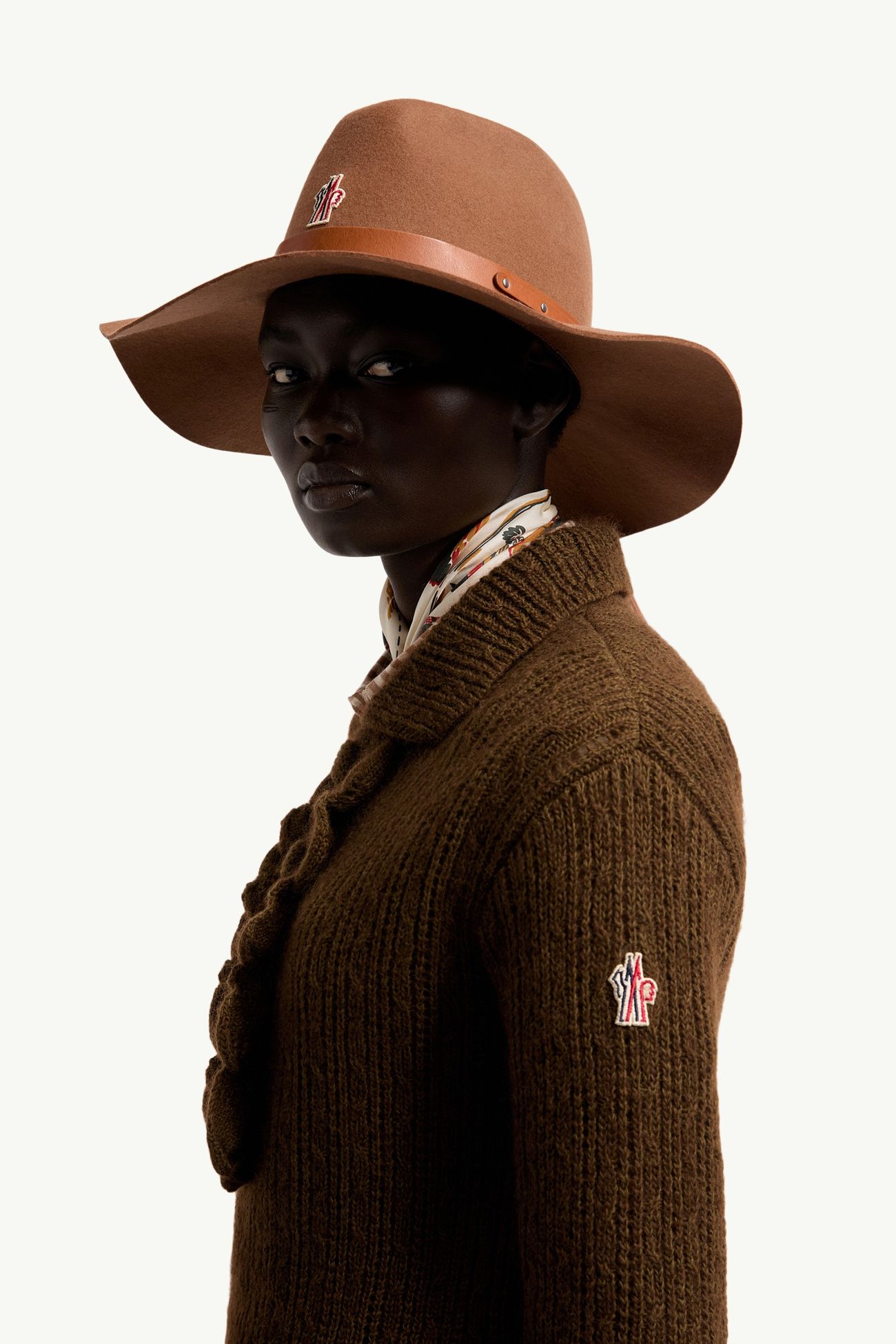 Polo in maglia misto lana e mohair Donna Marrone Moncler 1