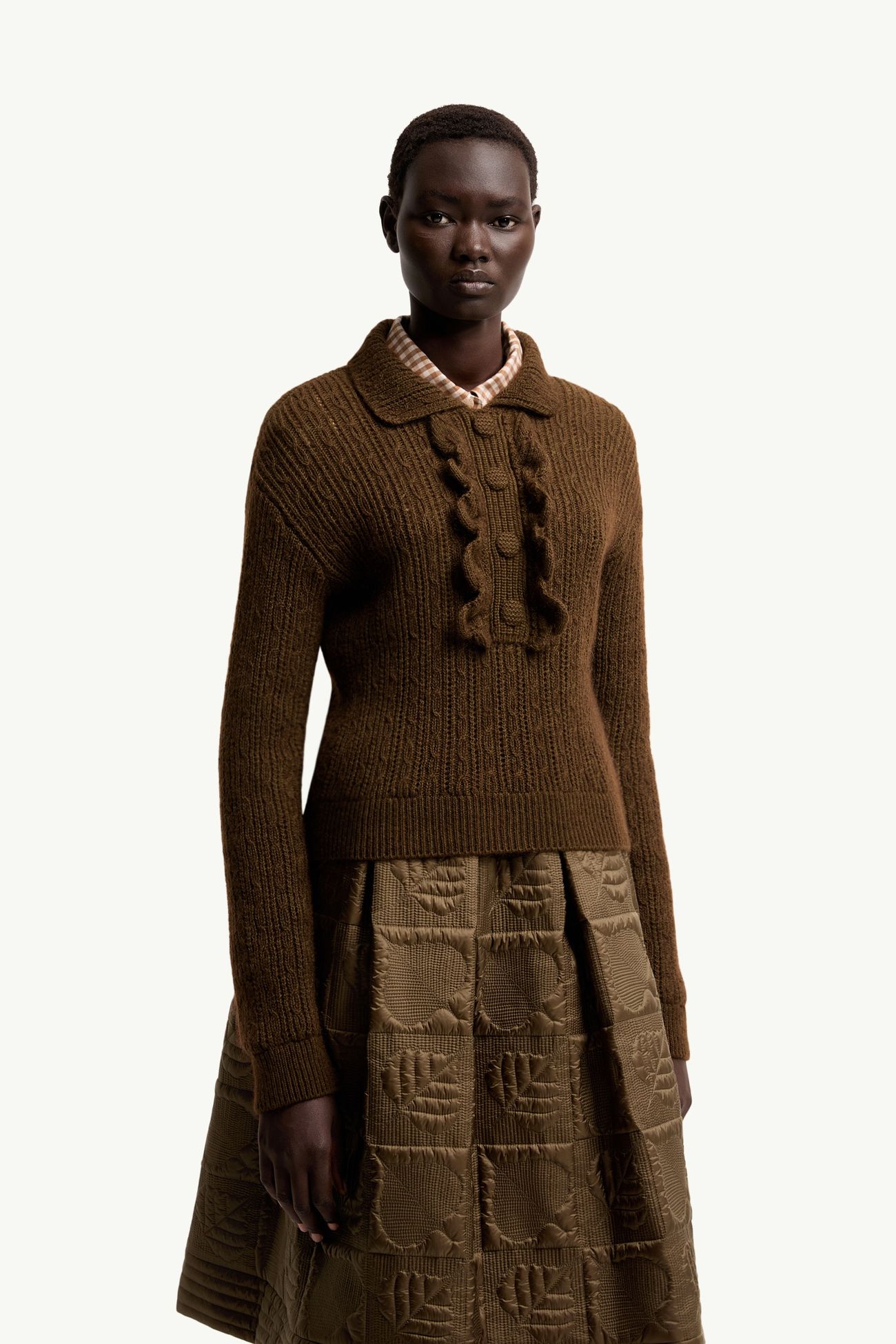 Polohemd aus einer Woll-Mohair-Mischung Damen Braun Moncler 3