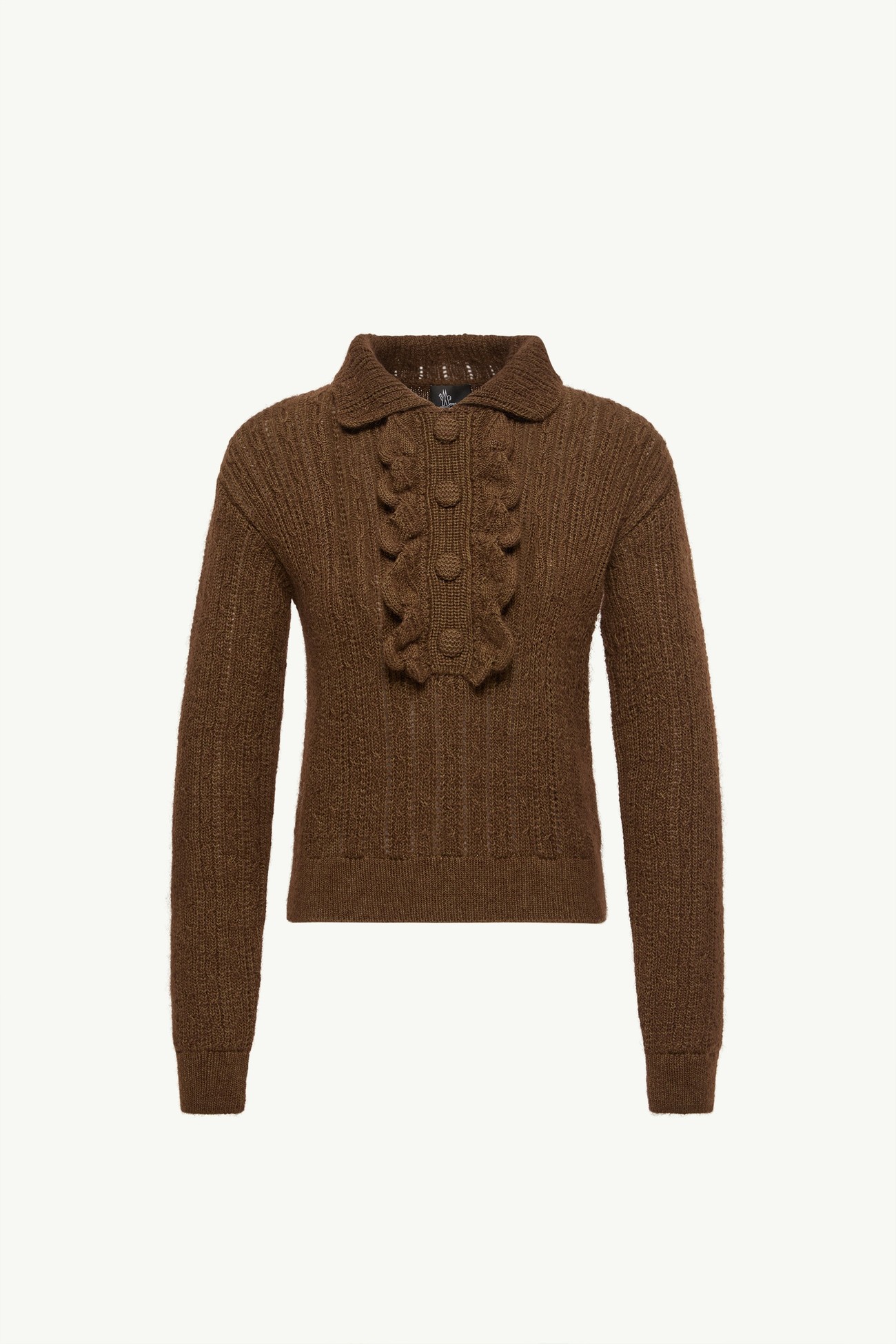 Polo in maglia misto lana e mohair Donna Marrone Moncler 2