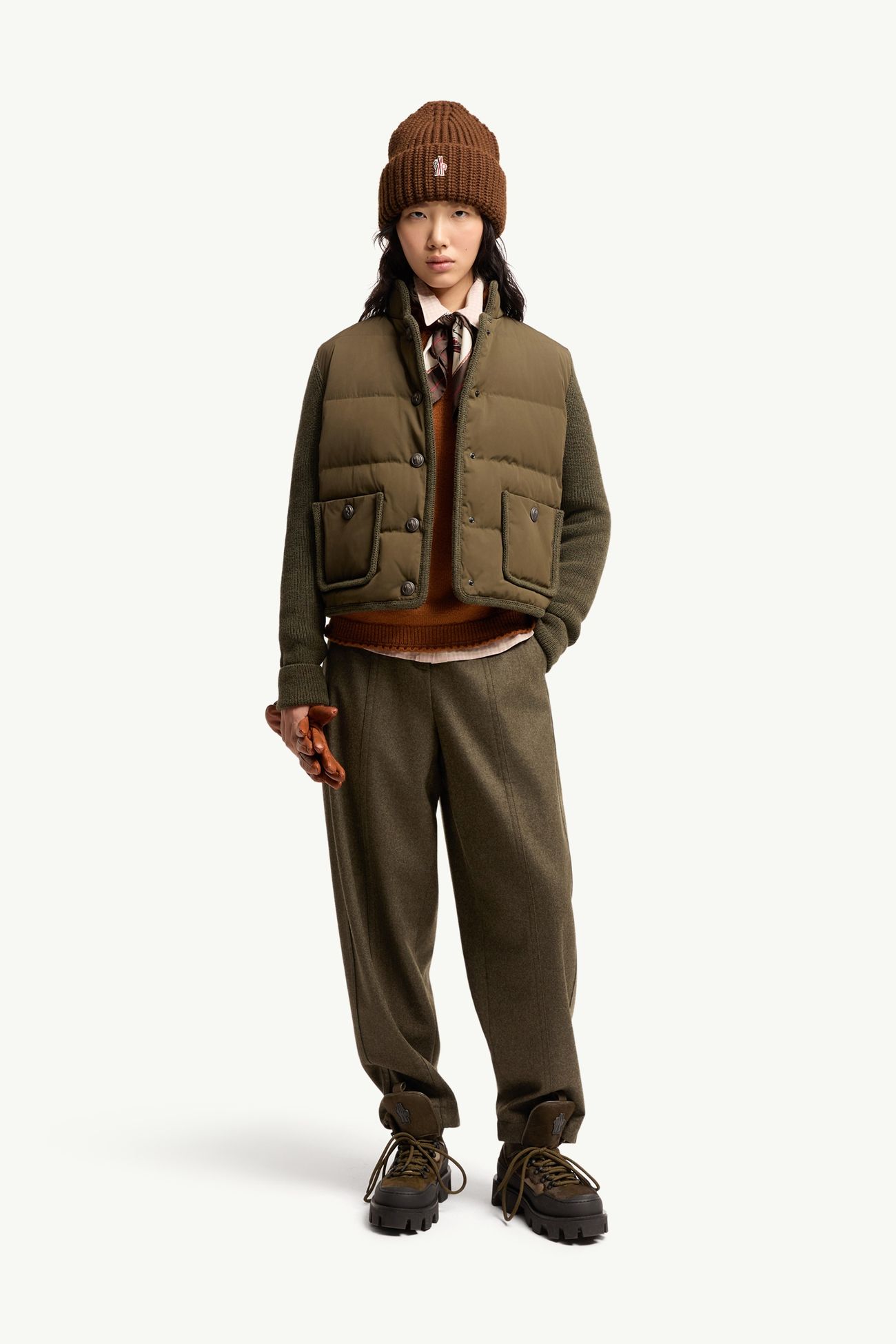 울 패딩 카디건 여성 다크 그린 Moncler 0