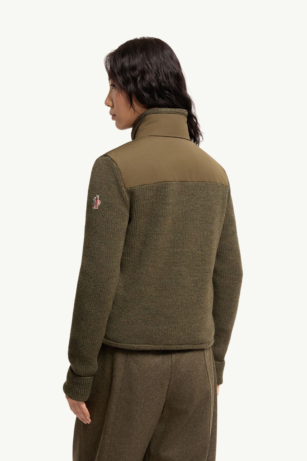羊毛夾層開襟毛衣 女士 深綠色 Moncler 4
