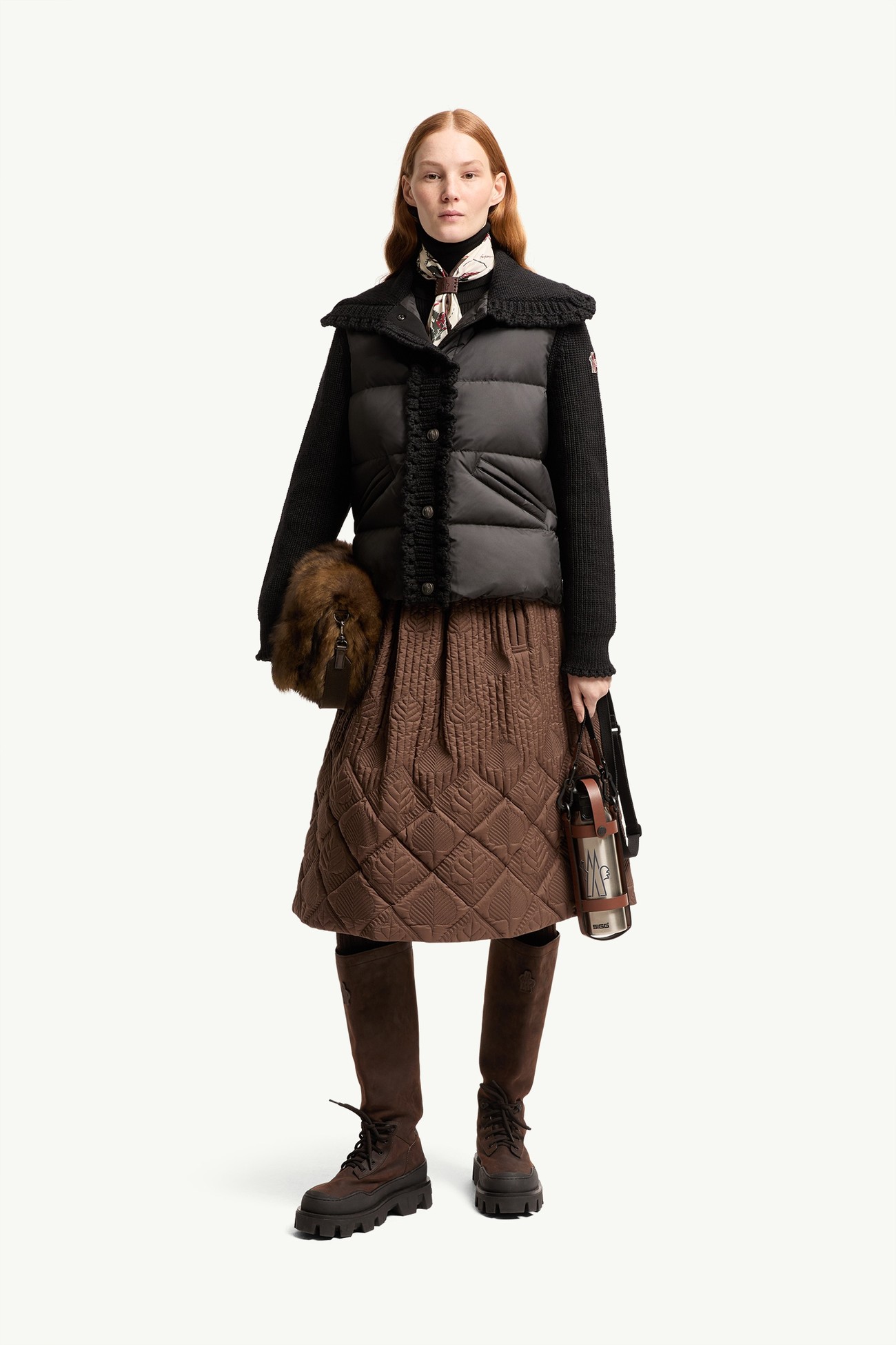 Square-Quilted Wool Blend Padded Cardigan Women Black Moncler 0