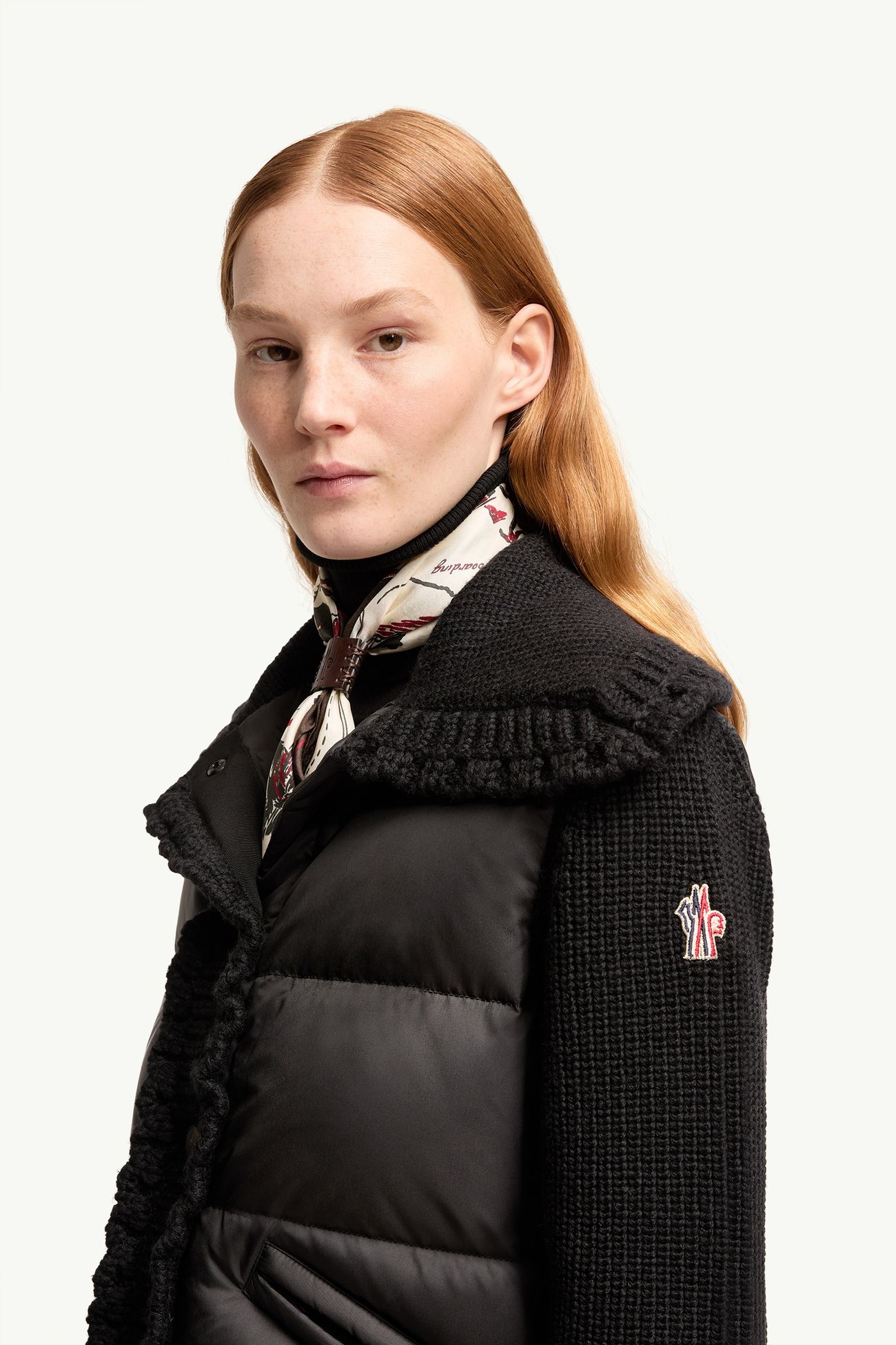 Square-Quilted Wool Blend Padded Cardigan Women Black Moncler 1