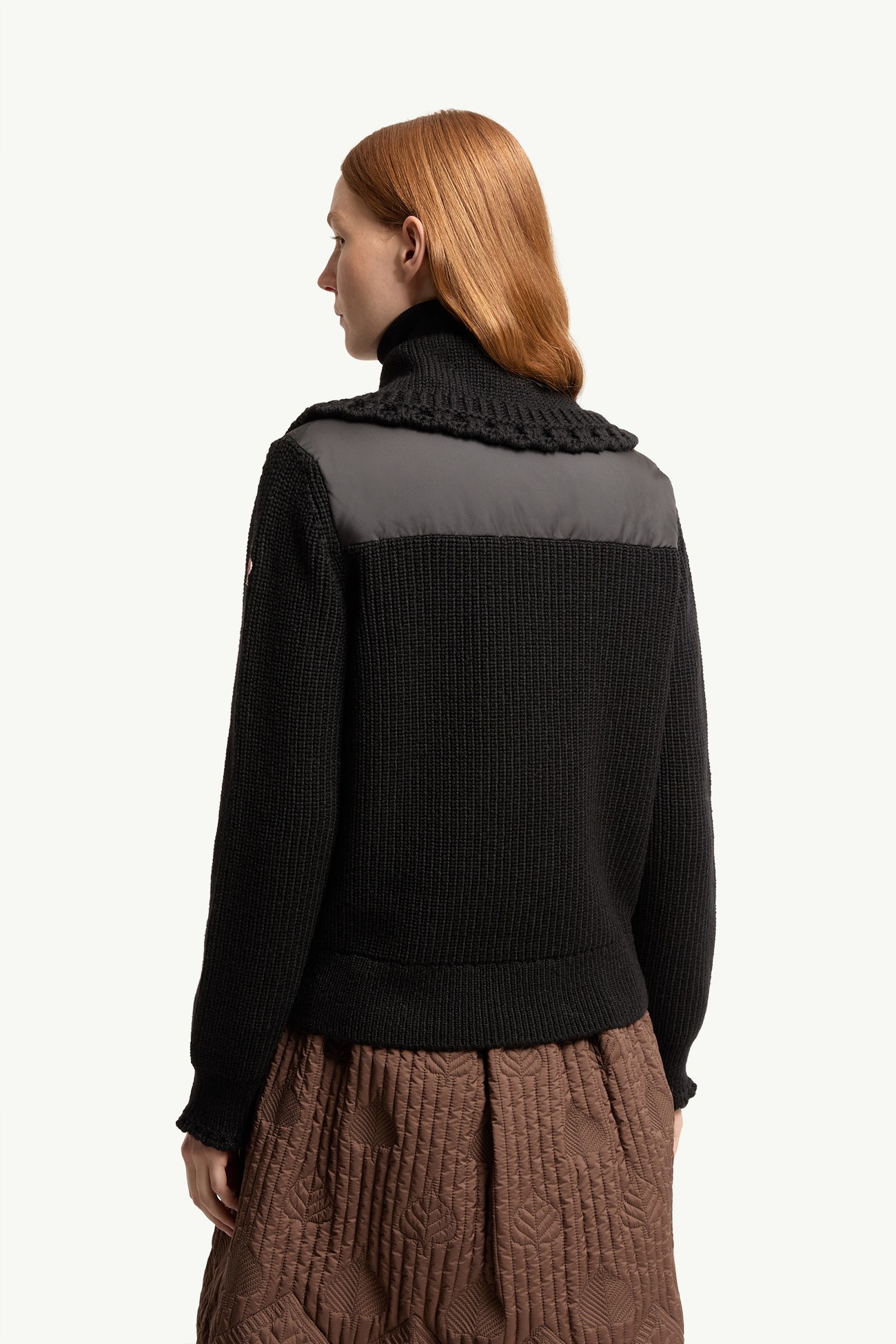 Square-Quilted Wool Blend Padded Cardigan Women Black Moncler 4