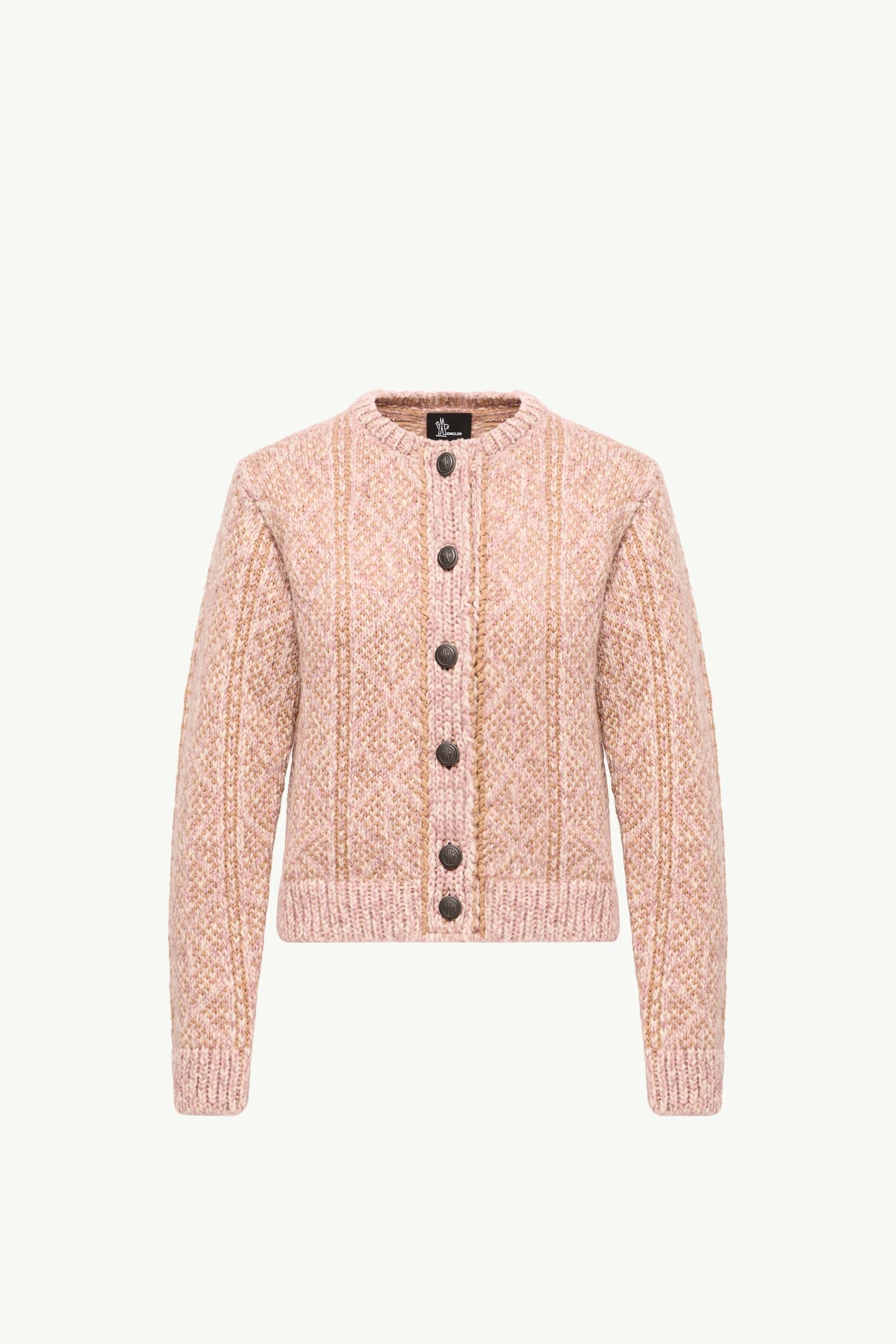Argyle Jacquard Alpaca & Wool Blend Cardigan Women White & Pink Moncler, 1 of 0