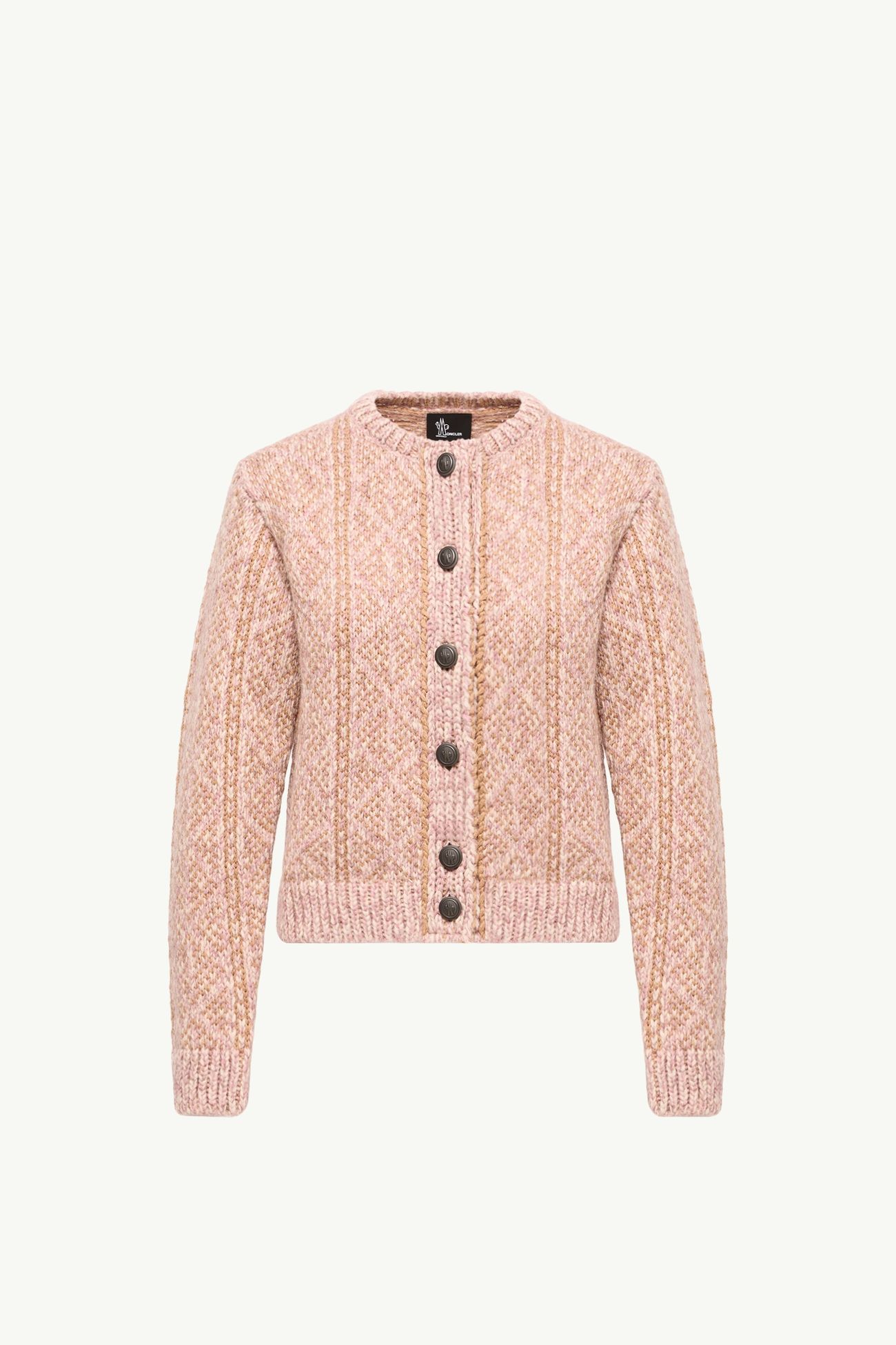 Cardigan en alpaga et laine mélangés à motif argyle en jacquard Femmes Blanc & Rose Moncler 2