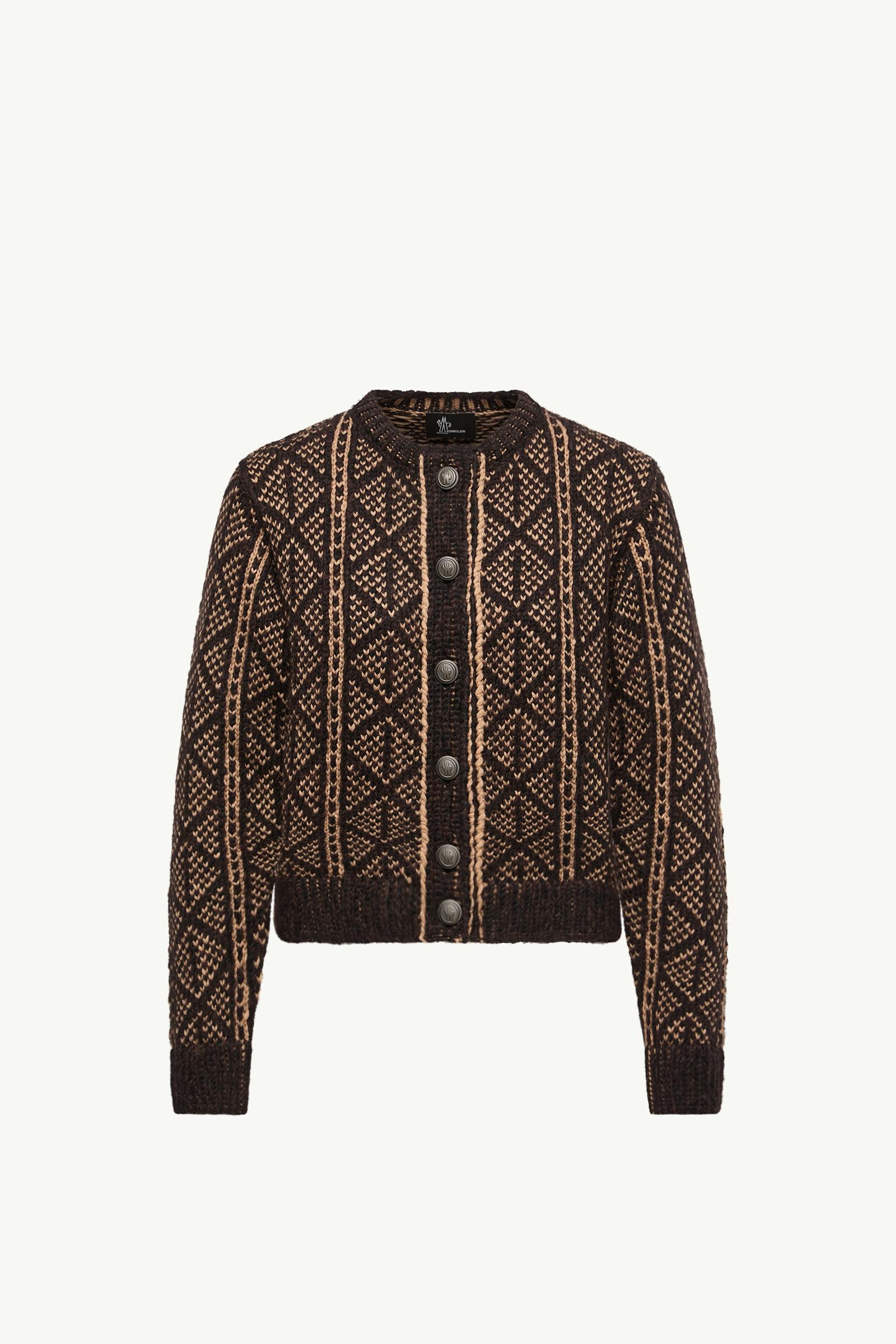 Argyle Jacquard Alpaca & Wool Blend Cardigan Women Brown Moncler, 1 of 0