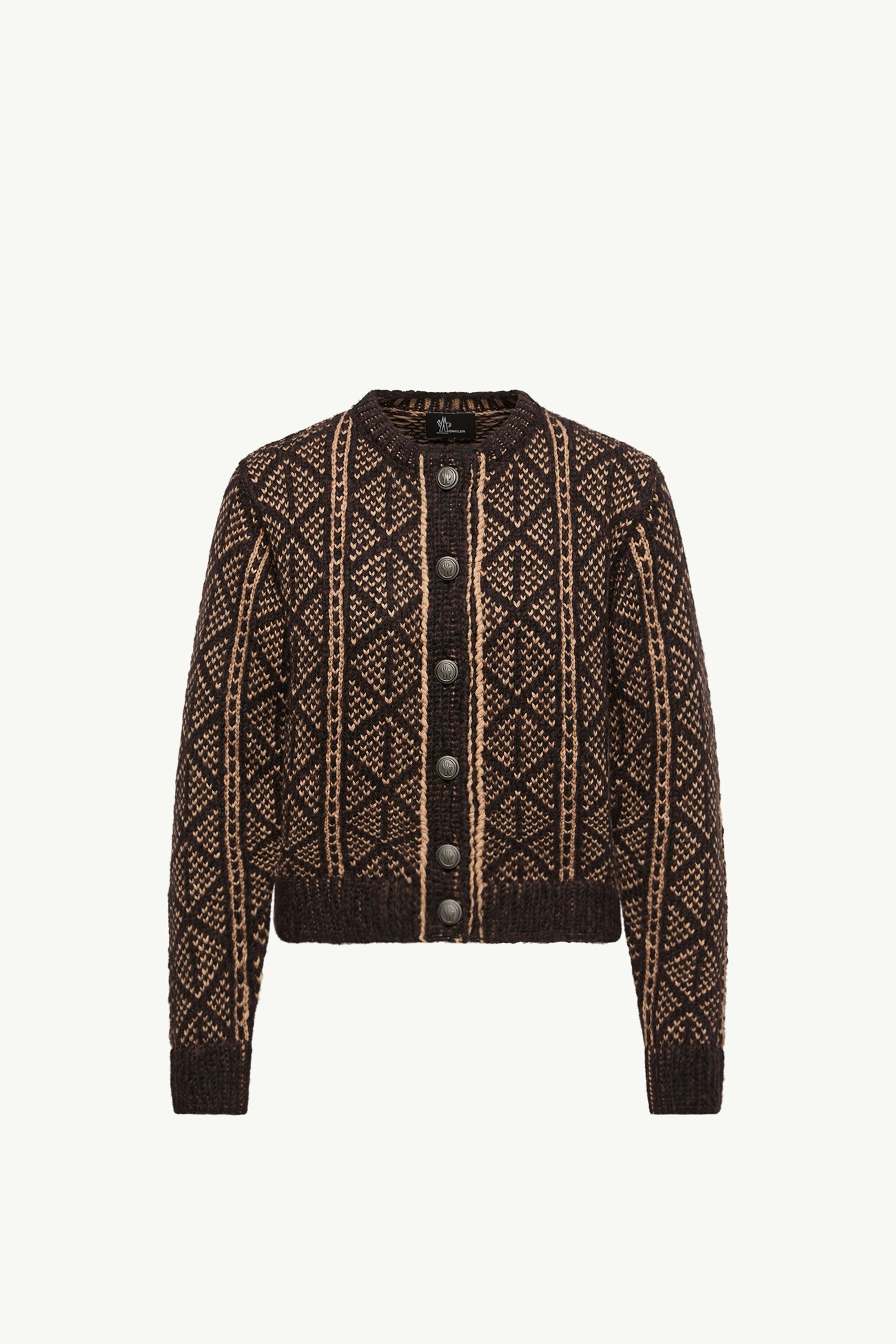 Cardigan jacquard Argyle in misto alpaca e lana Donna Marrone Moncler 2