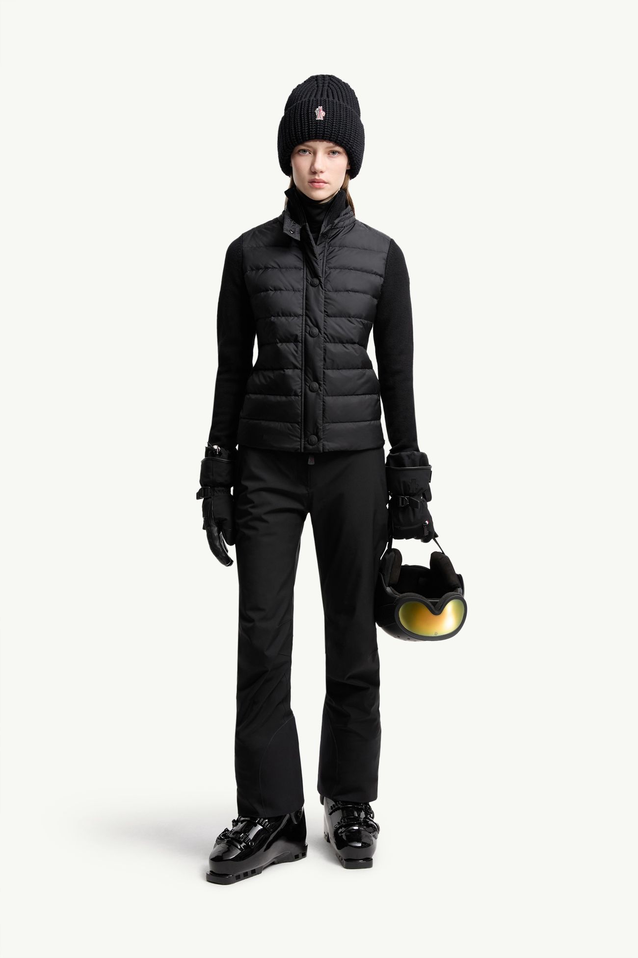 夾層羊毛混紡開襟毛衣 女士 黑色 Moncler 0