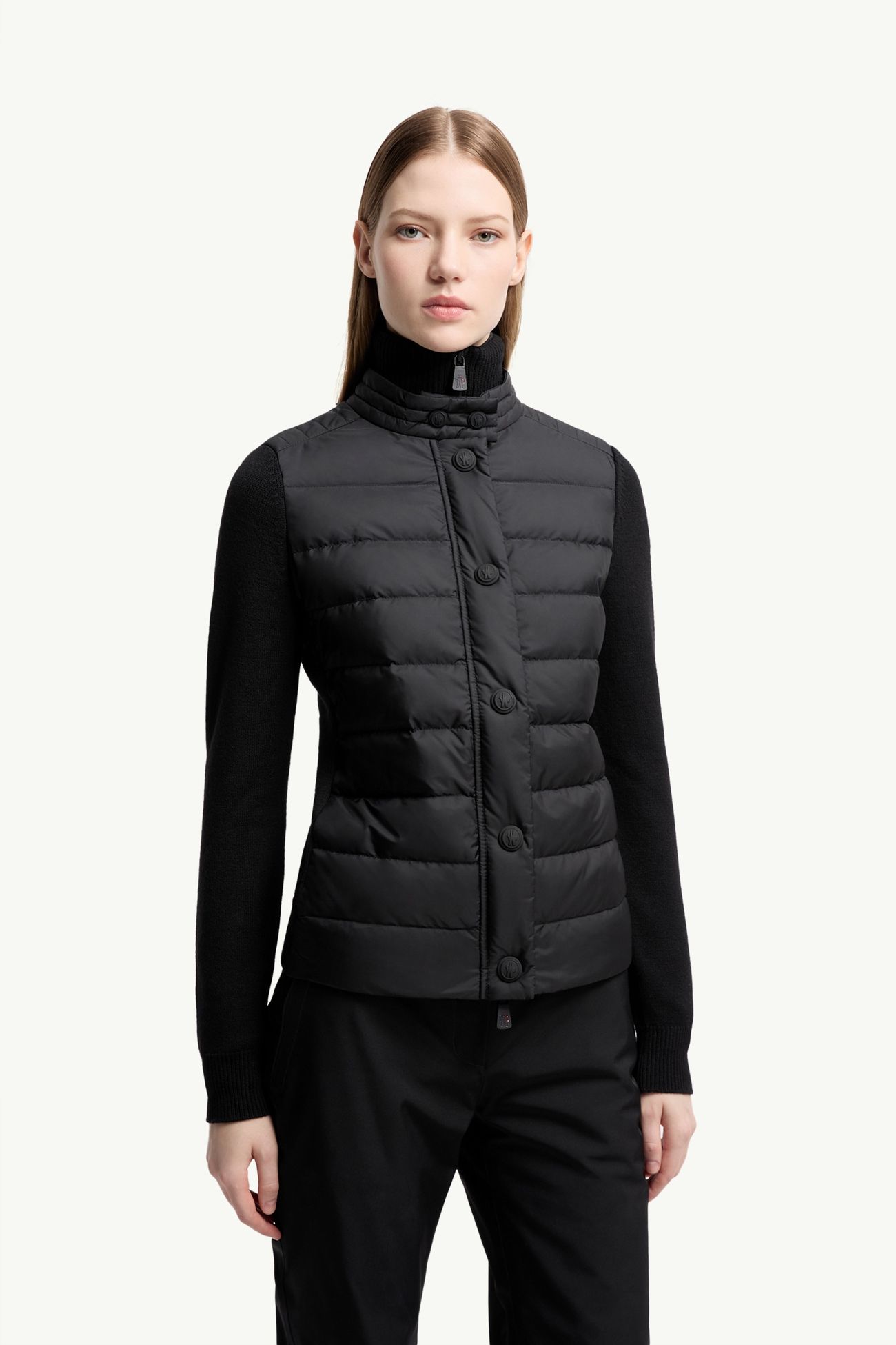Cardigan imbottito in misto lana Donna Nero Moncler 3