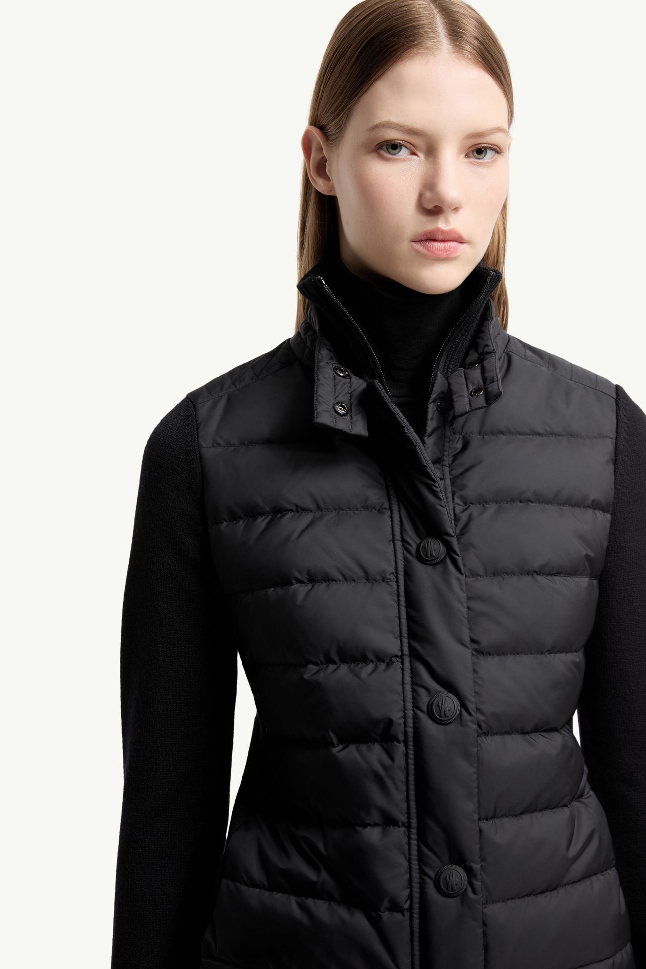 Cárdigan acolchado de mezcla de lana Mujer Negro Moncler 5