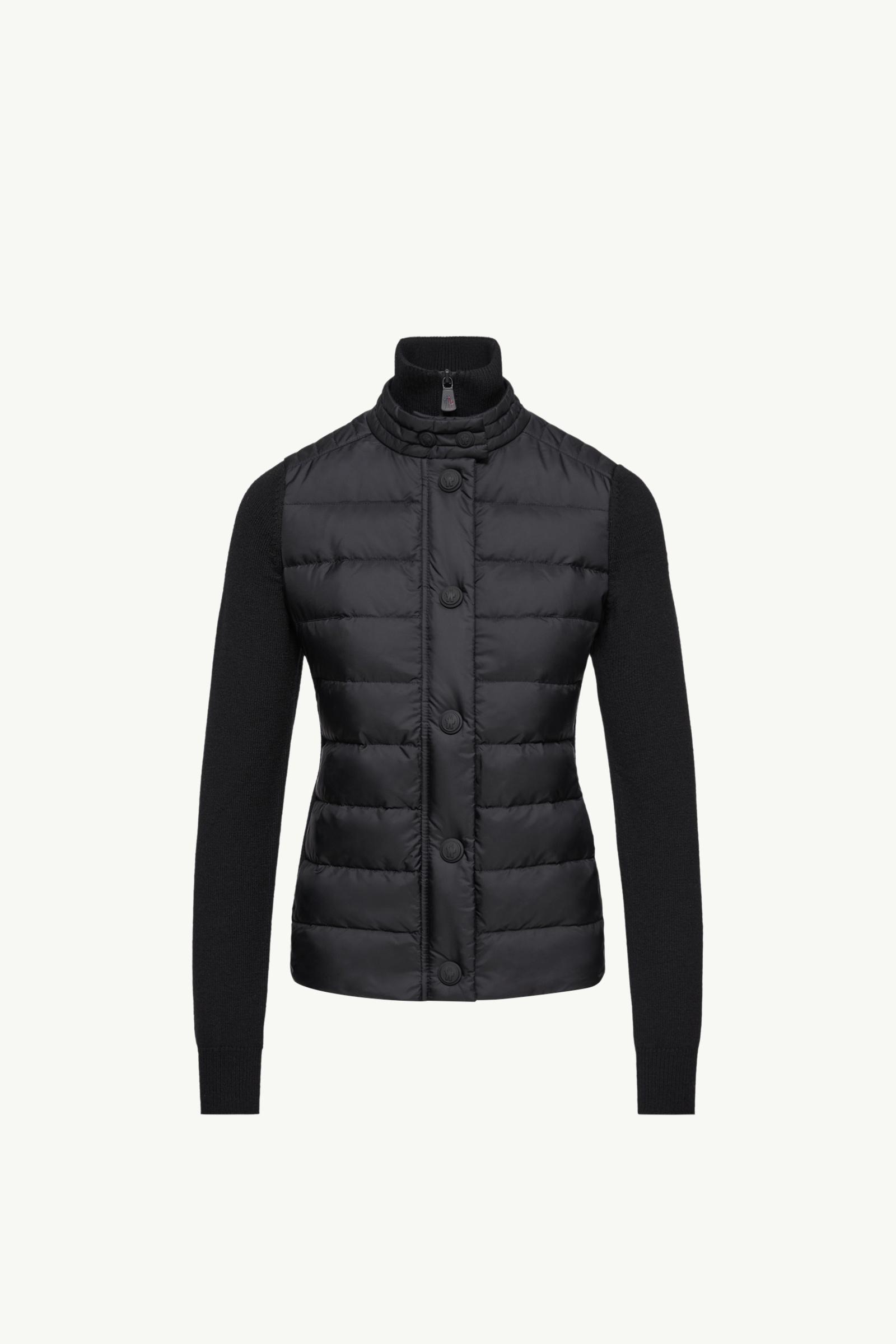 Black Padded Wool Blend Cardigan - Mid-Layers for Women | Moncler US