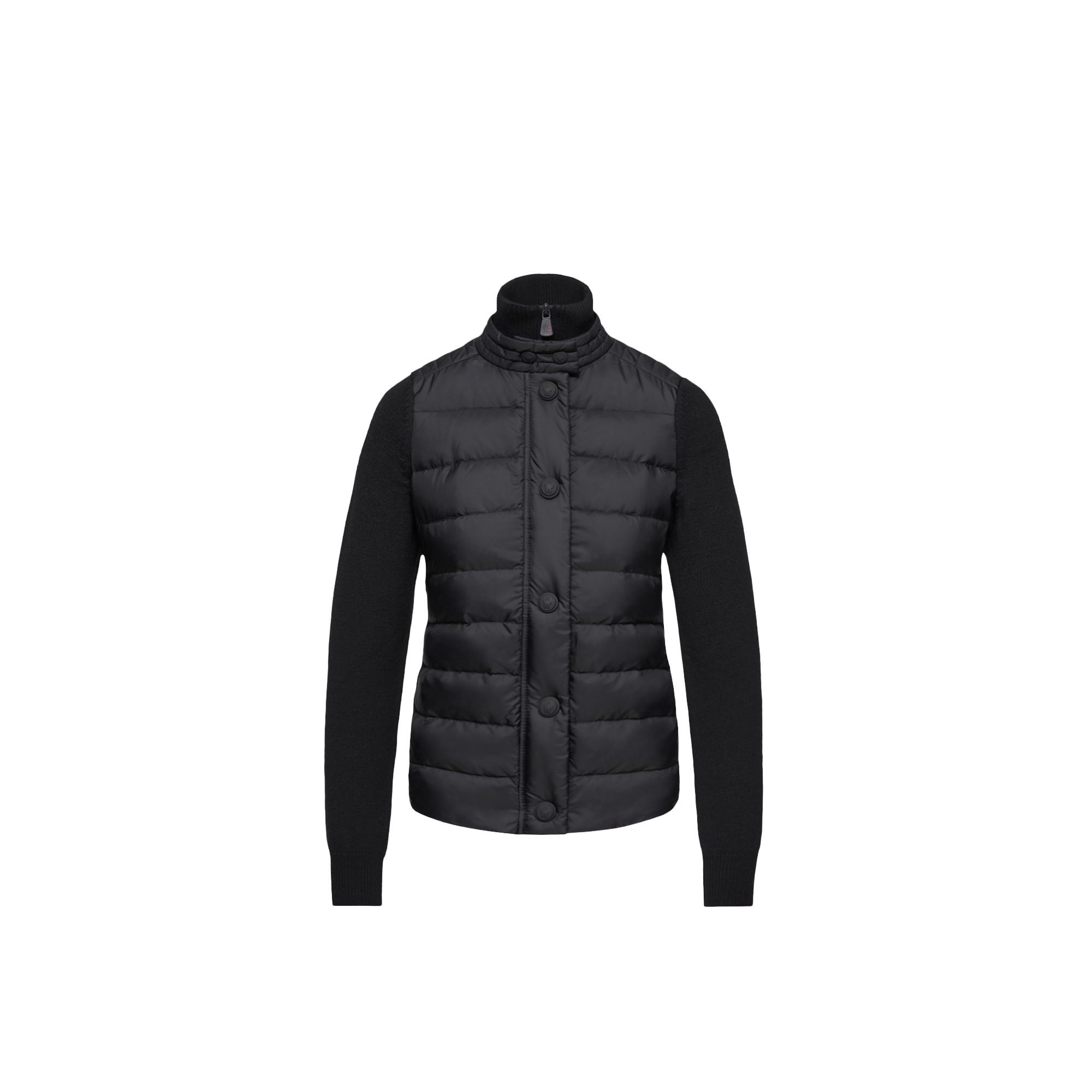 Moncler , Cardigans, Female, Black, M, Padded Wool-Blend Cardigan - Image 7