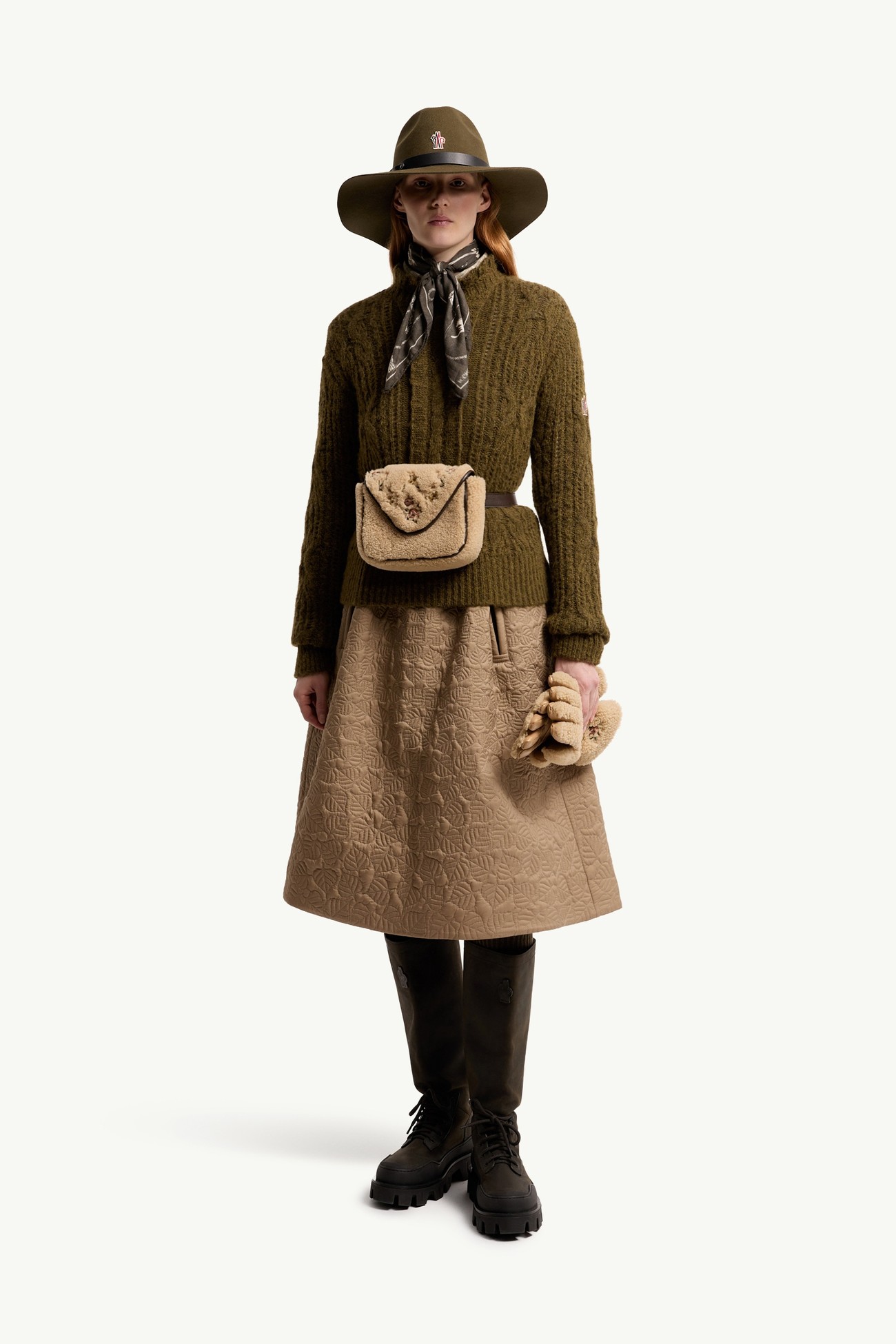 Alpaca Blend Openwork Sweater Women Olive Green Moncler 0