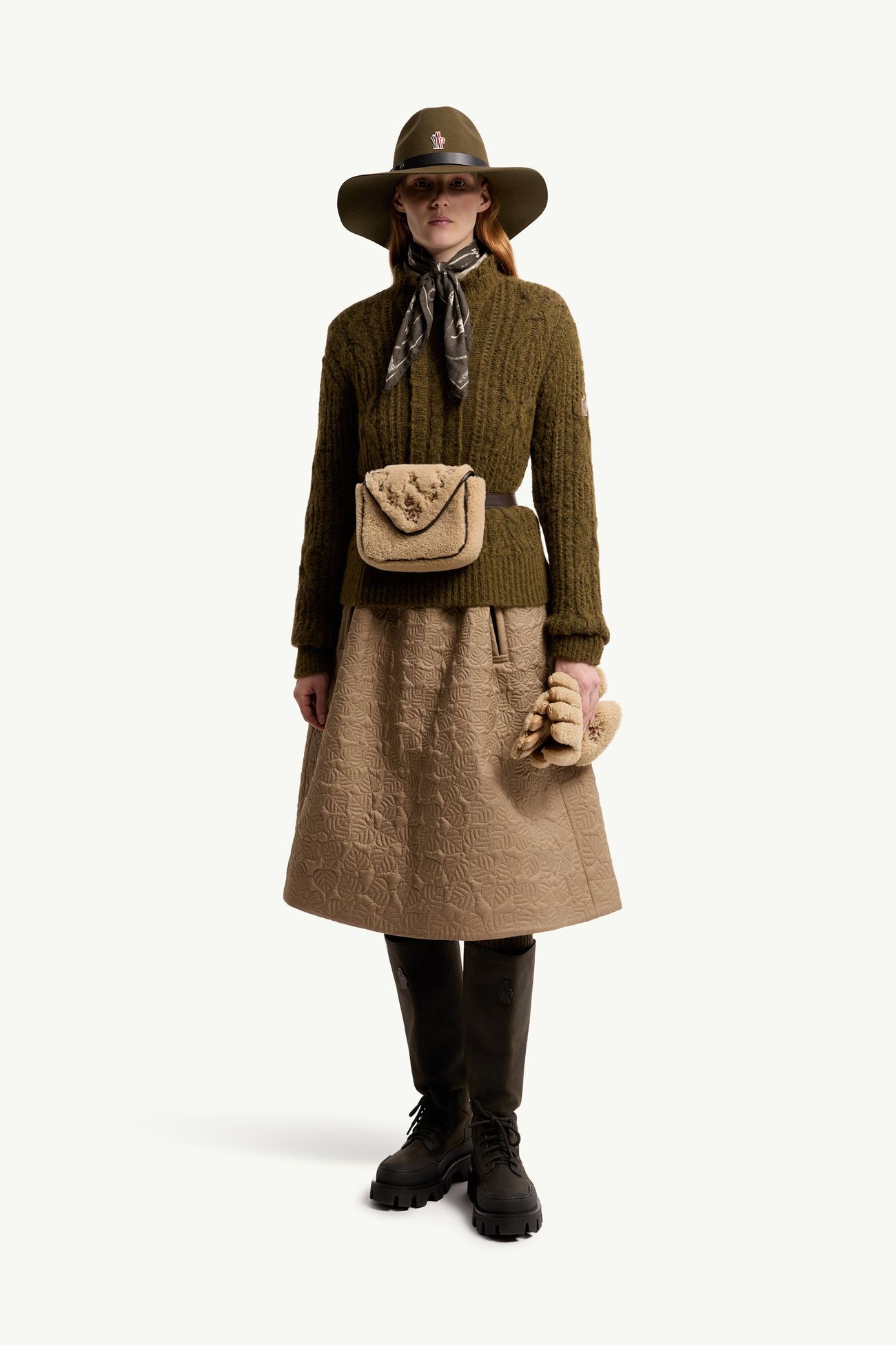 Maglione traforata in misto alpaca Donna Verde Oliva Moncler 0