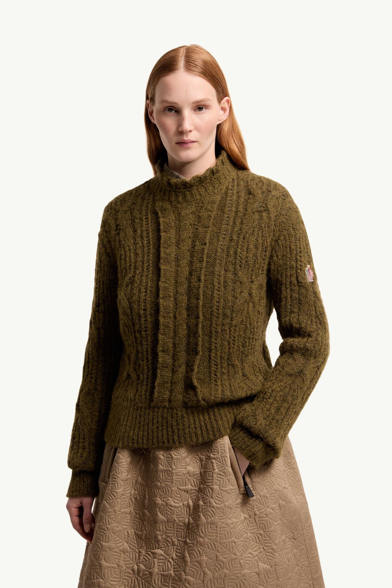 Maglione traforata in misto alpaca Donna Verde Oliva Moncler 3